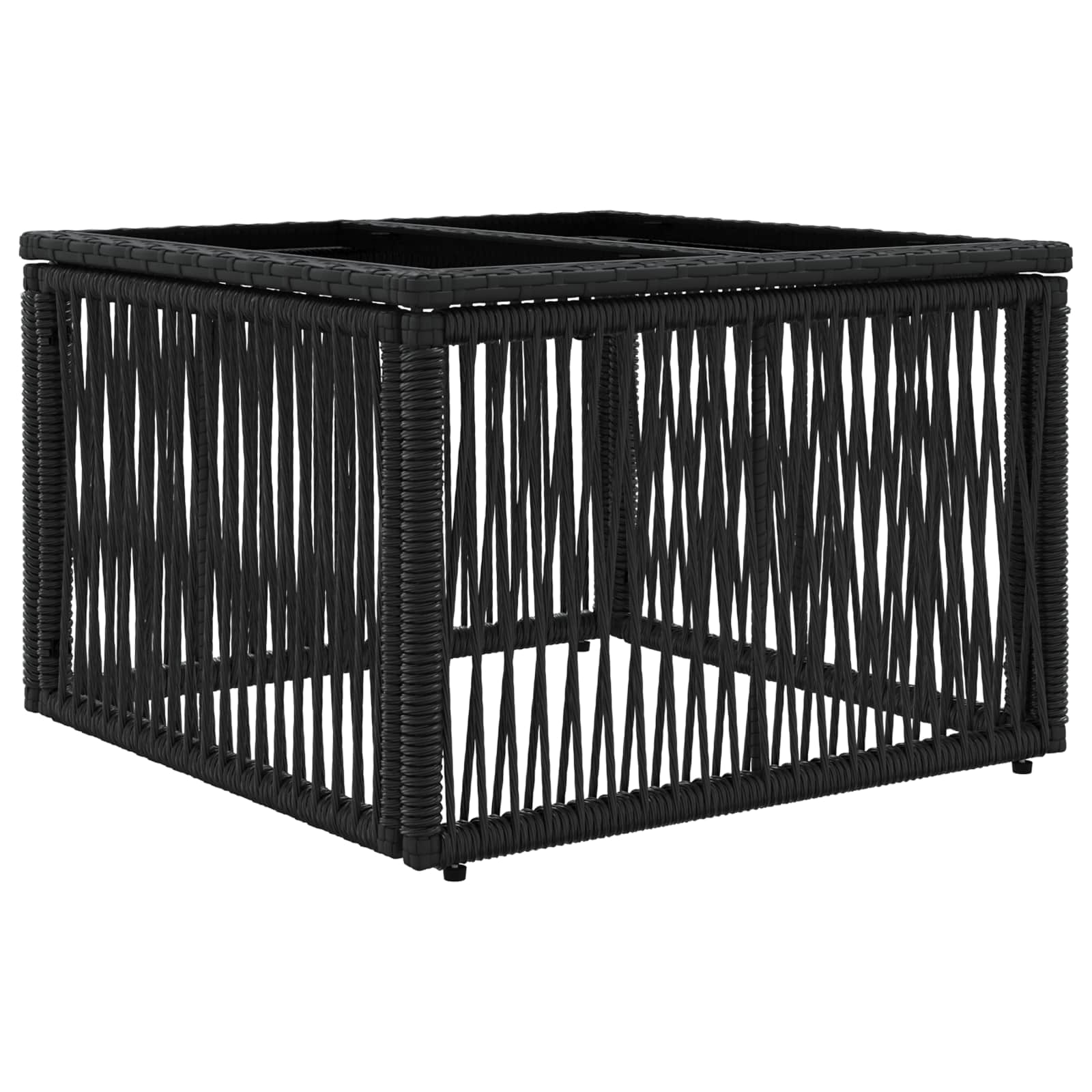 vidaXL Tuintafel Zwart 55 x 55 x 37 cm PE Rattan en Glas