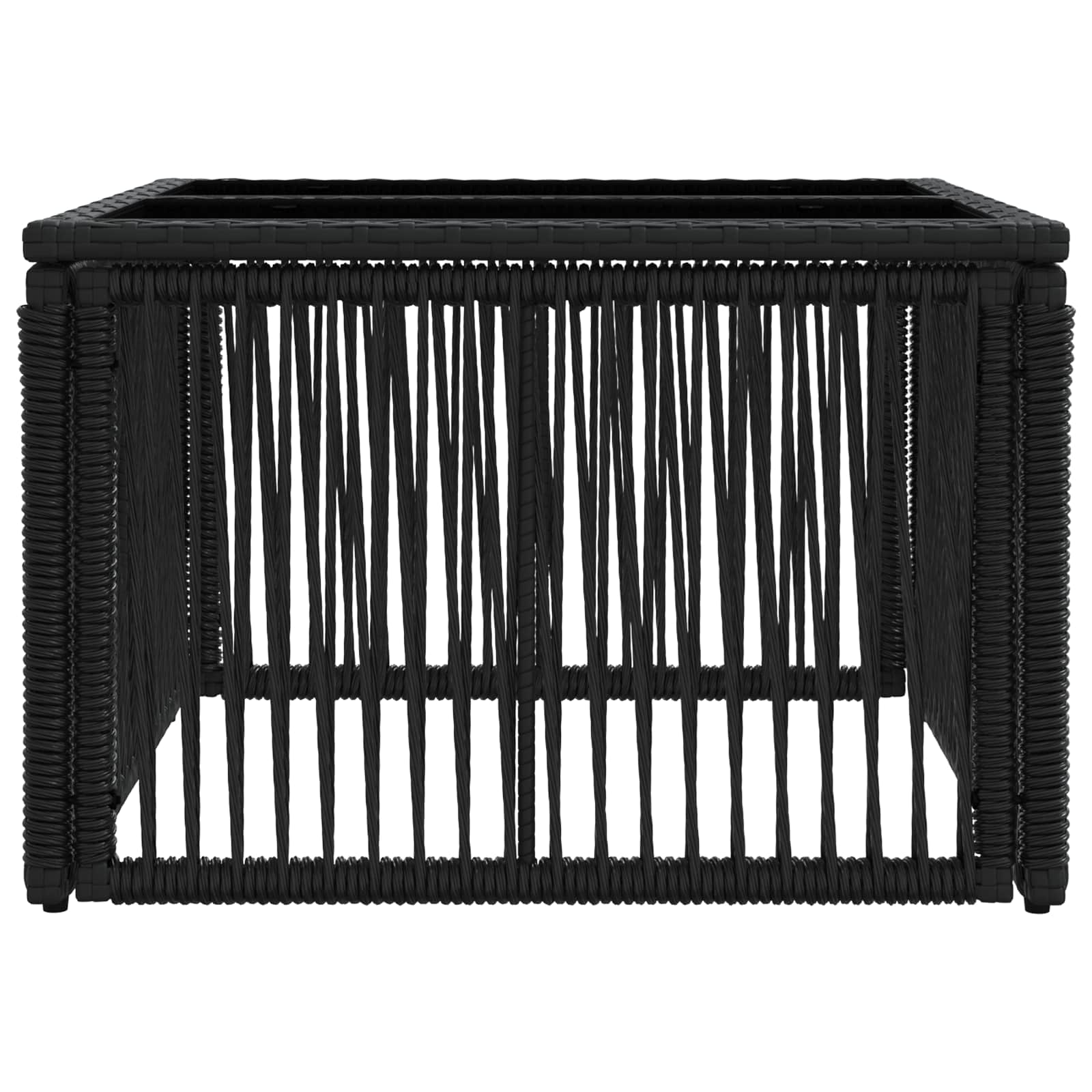 vidaXL Tuintafel Zwart 55 x 55 x 37 cm PE Rattan en Glas