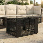 vidaXL Tuinstafel Zwart 100 x 55 x 37 cm PE Rattan en Glas