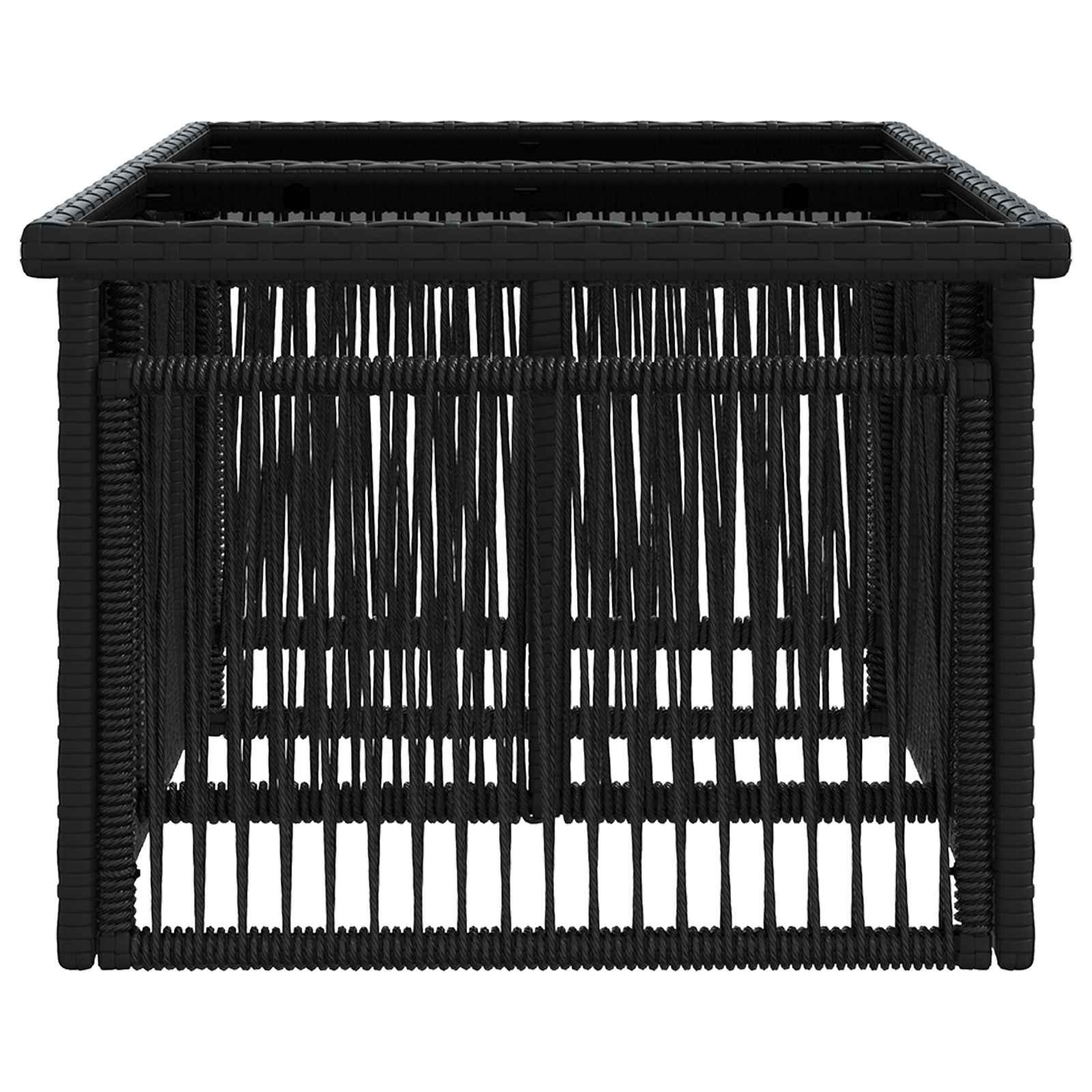 vidaXL Tuinstafel Zwart 100 x 55 x 37 cm PE Rattan en Glas
