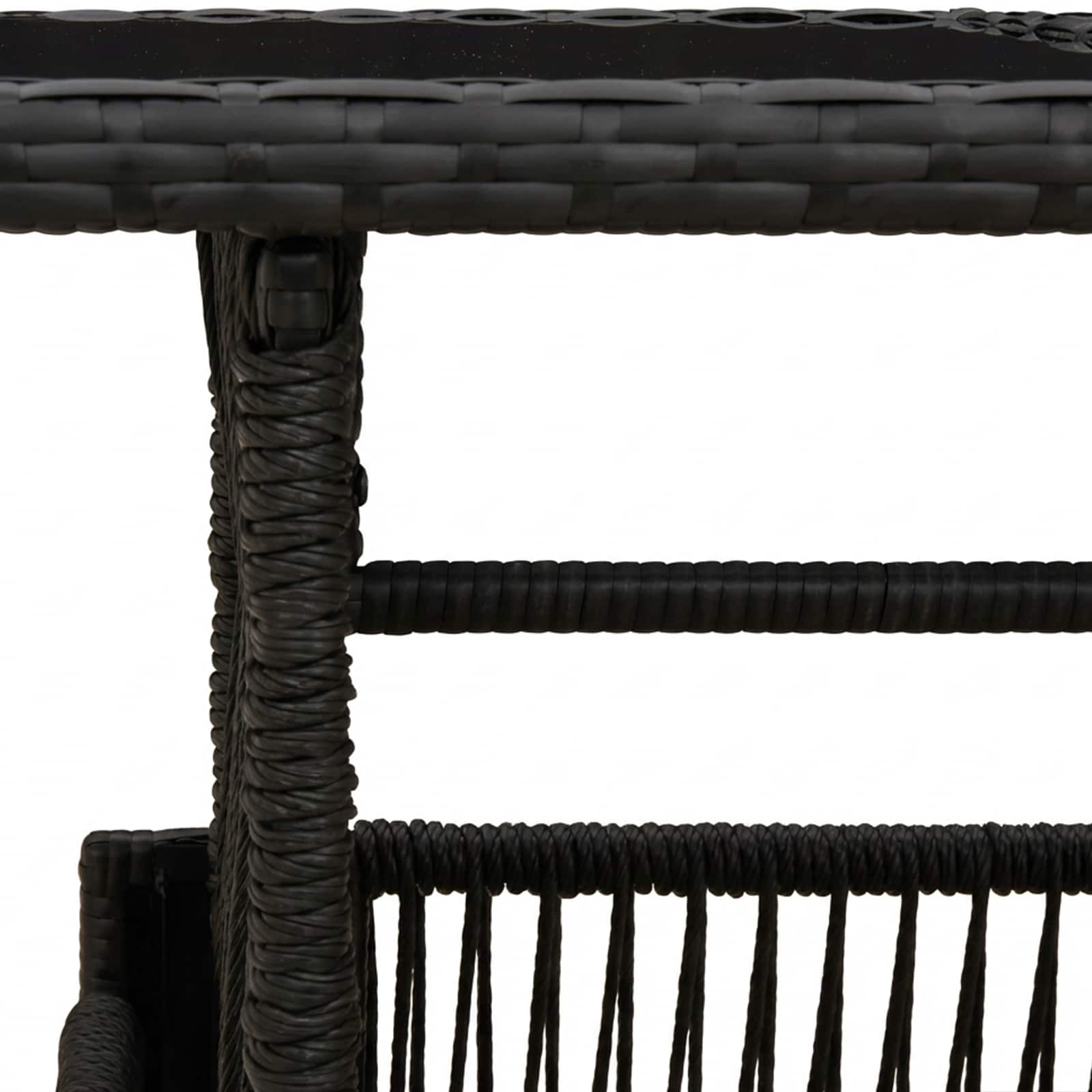 vidaXL Tuinstafel Zwart 100 x 55 x 37 cm PE Rattan en Glas