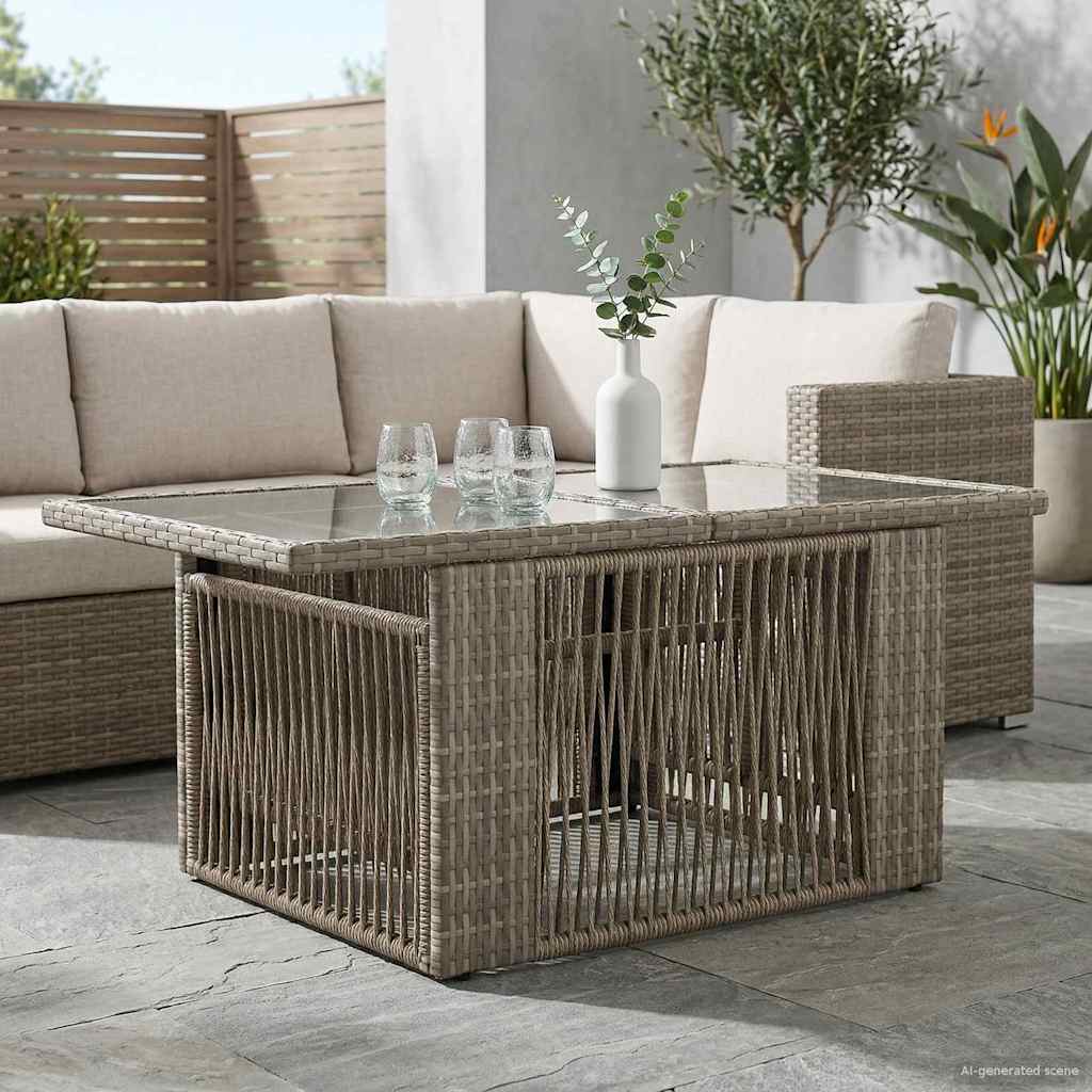 vidaXL Tuinstafel Zwart 100 x 55 x 37 cm PE Rattan en Glas