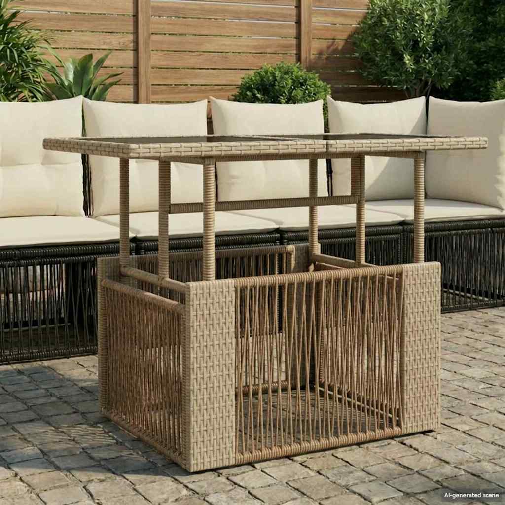 vidaXL Tuinstafel Zwart 100 x 55 x 37 cm PE Rattan en Glas