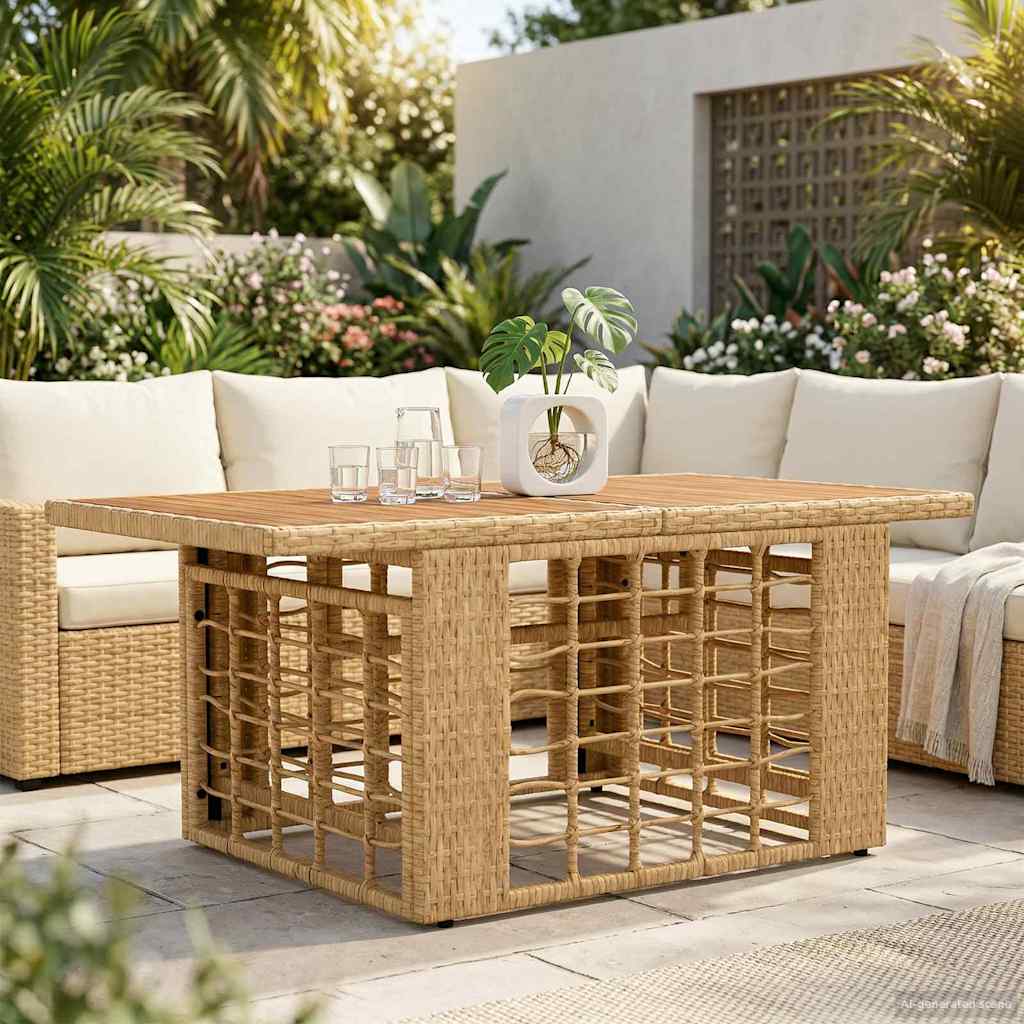 vidaXL Tuinstafel Zwart 100 x 55 x 37 cm PE Rattan en Glas