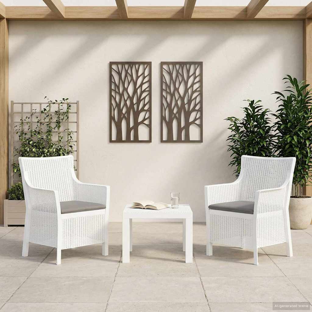 vidaXL Loungeset met kussen 3 pcs Wit PP