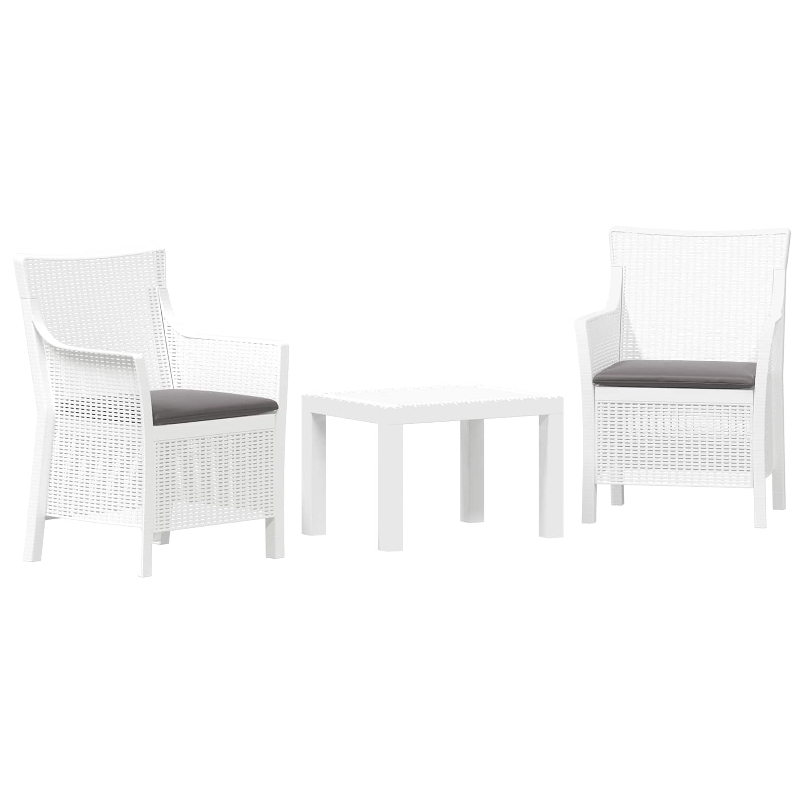 vidaXL Loungeset met kussen 3 pcs Wit PP
