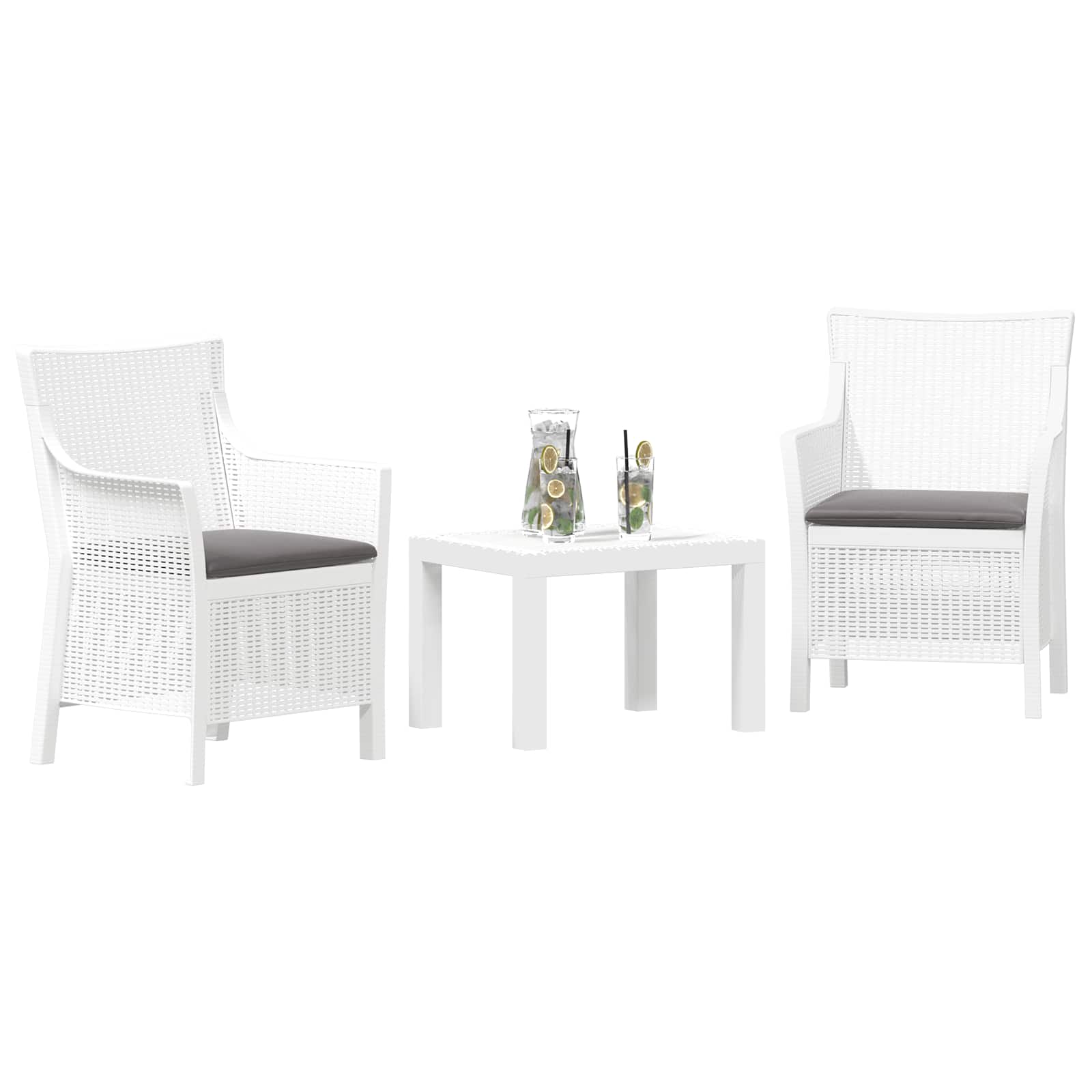 vidaXL Loungeset met kussen 3 pcs Wit PP