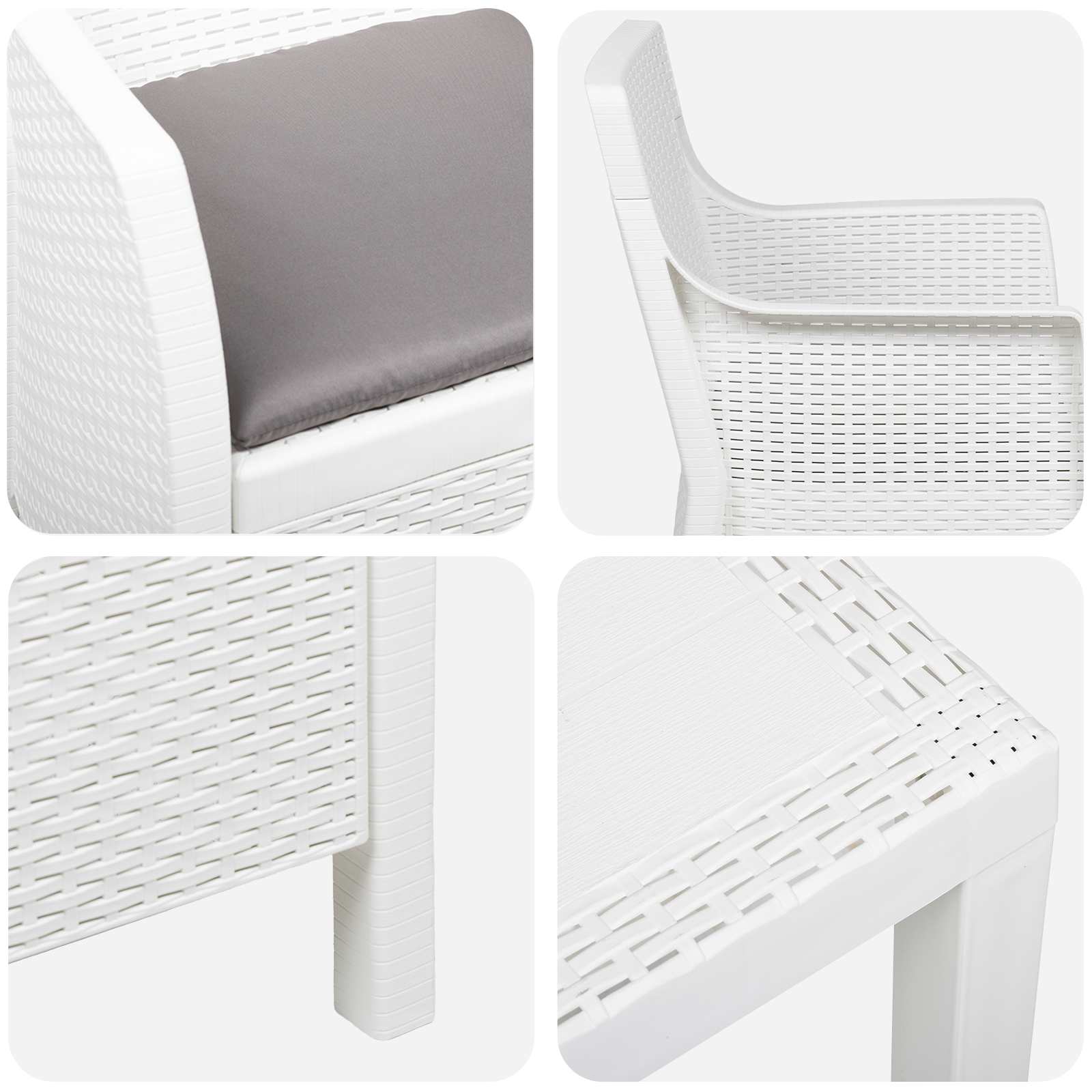 vidaXL Loungeset met kussen 3 pcs Wit PP