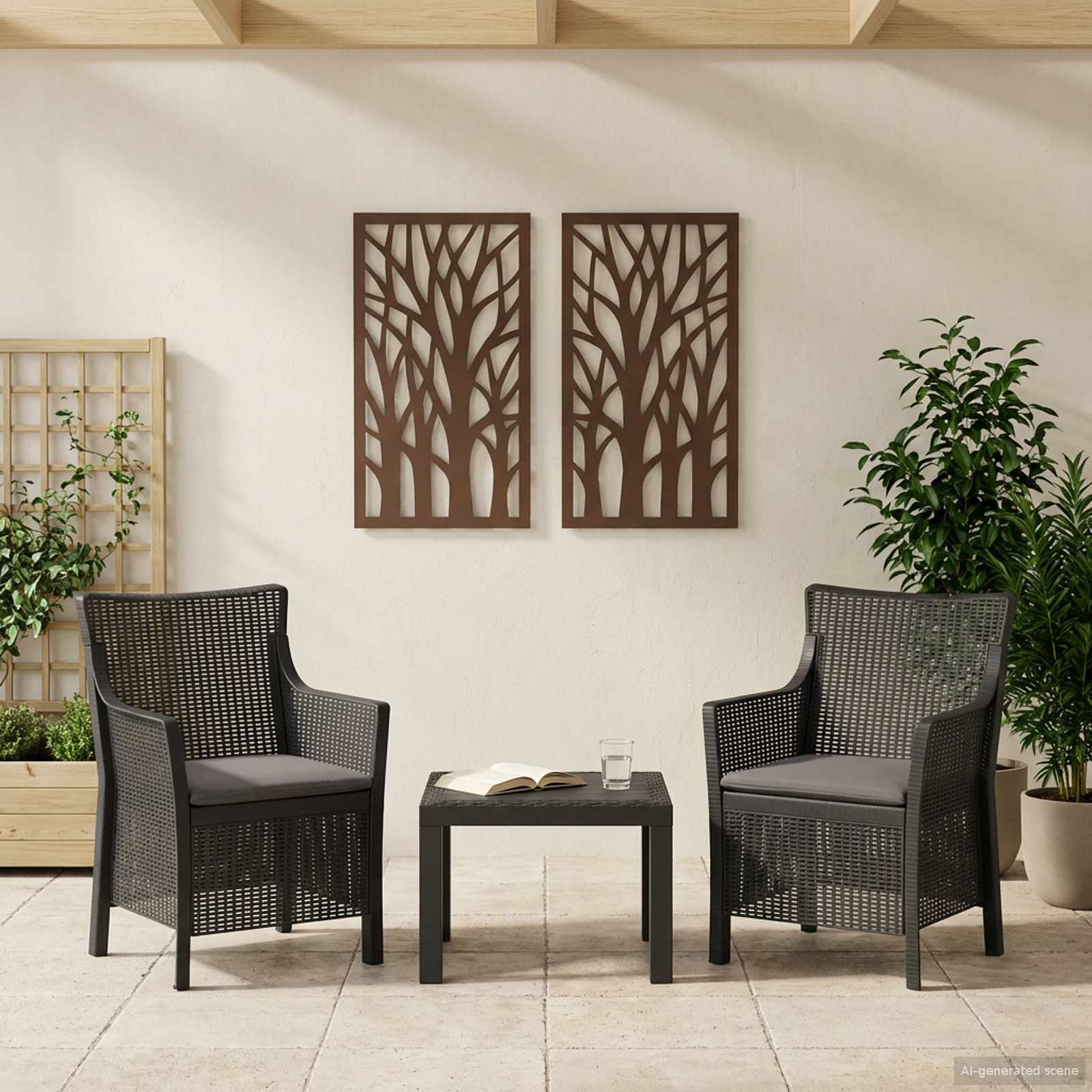 vidaXL Loungeset met kussen 3 pcs Wit PP