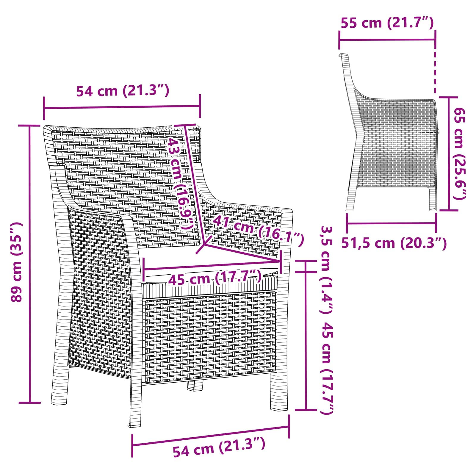 vidaXL Fauteuil Wit PP
