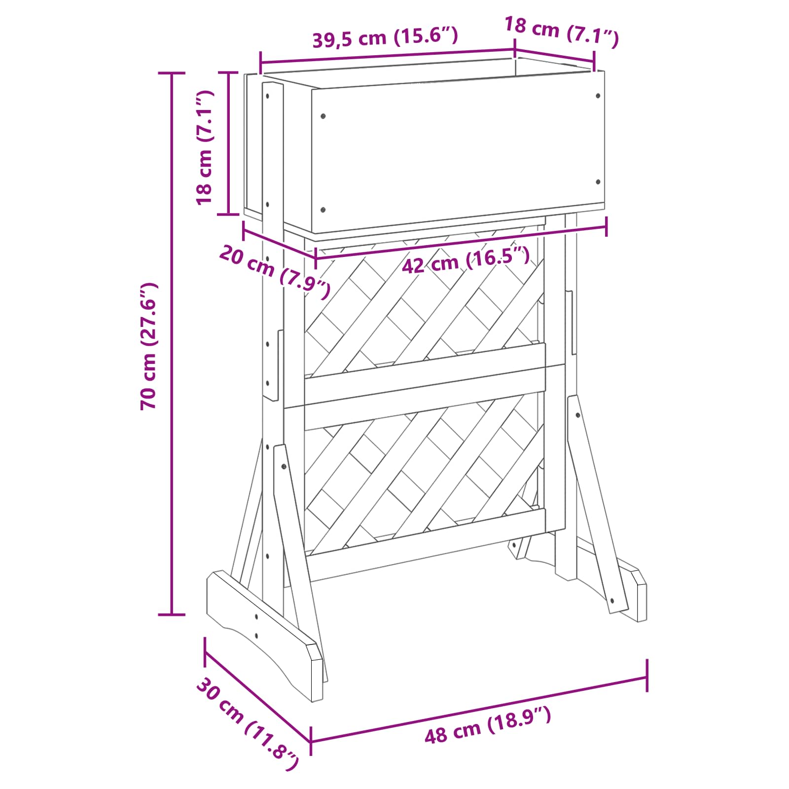 vidaXL Verticale Tuin Trellis Oranje 48 x 30 x 70,5 cm