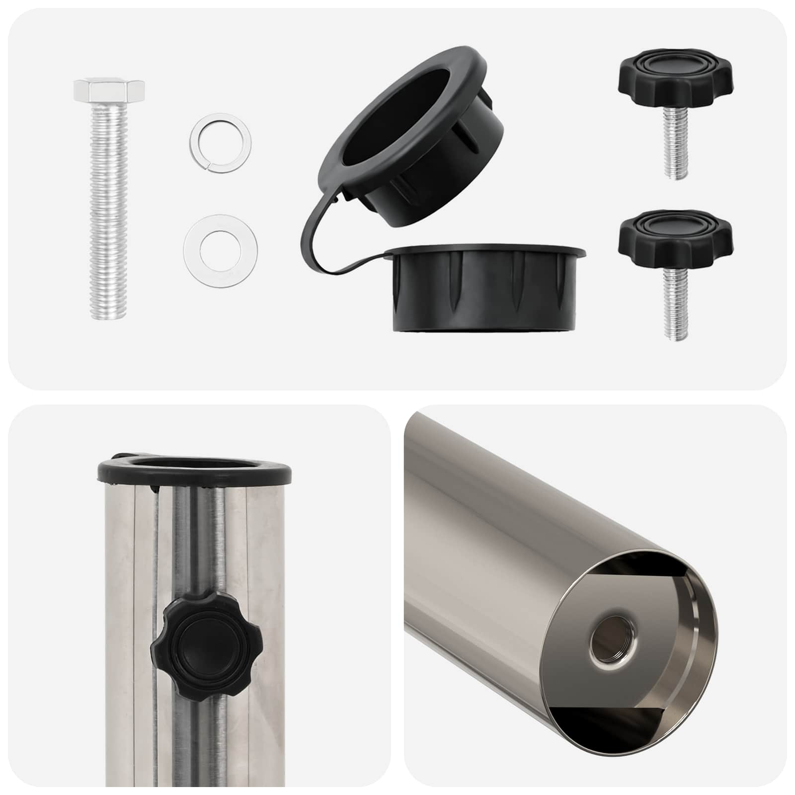 vidaXL Parasol Basisbuis 0.63 kg Natuurlijk RVS Roestvrij staal