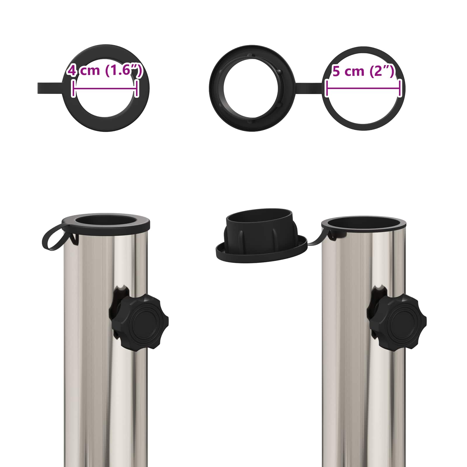 vidaXL Parasol Basisbuis 0.63 kg Natuurlijk RVS Roestvrij staal