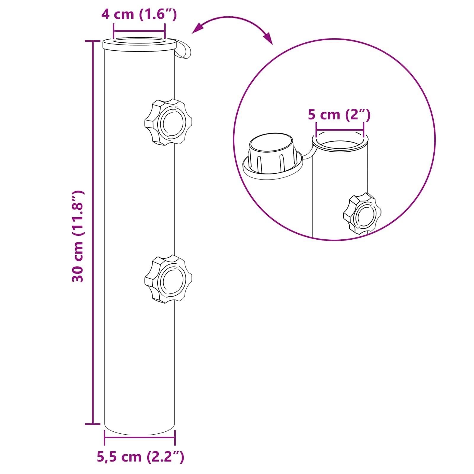 vidaXL Parasol Basisbuis 0.63 kg Natuurlijk RVS Roestvrij staal