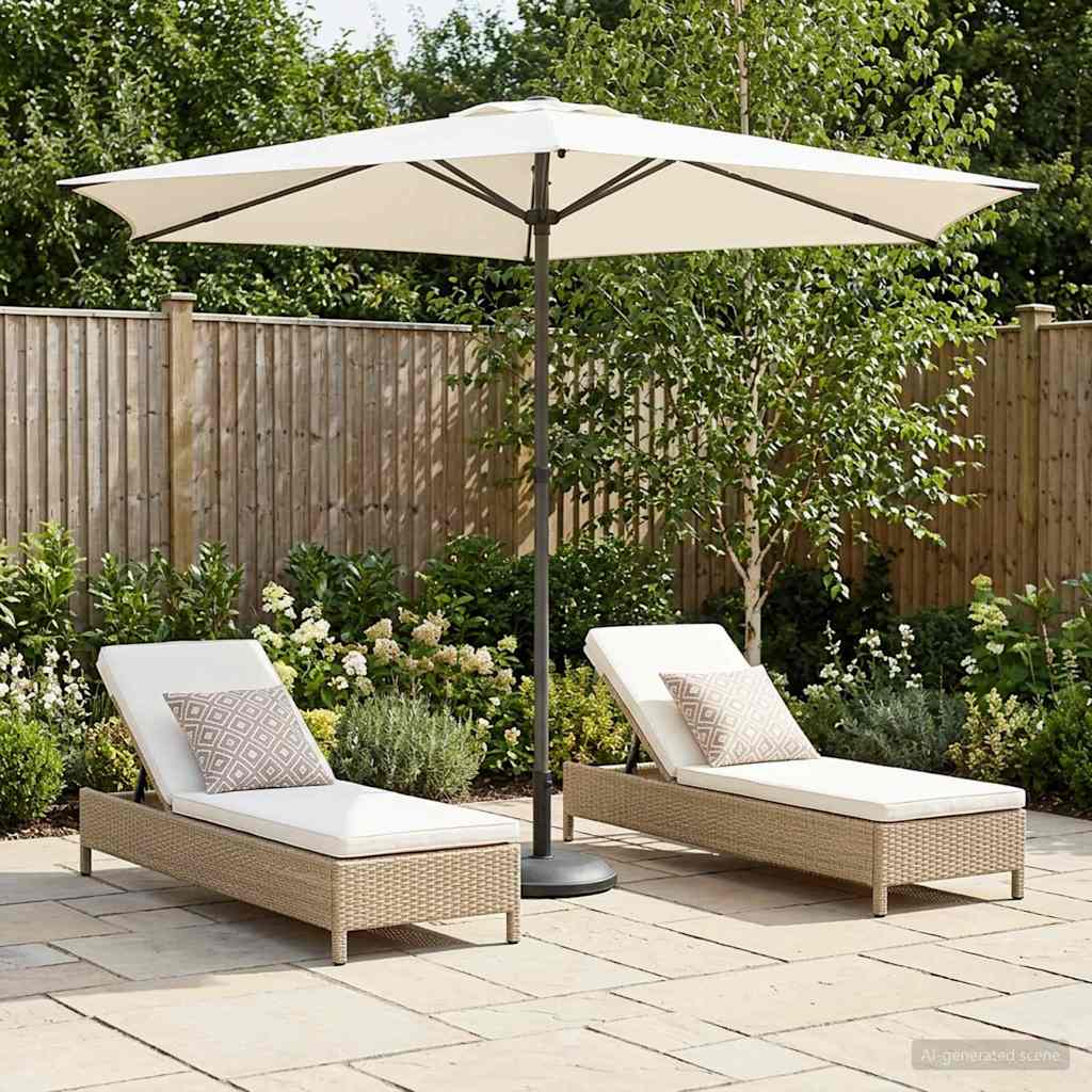 vidaXL Tuinparasol 200 x 300 cm Polyester Rechthoekig Crèmekleurig