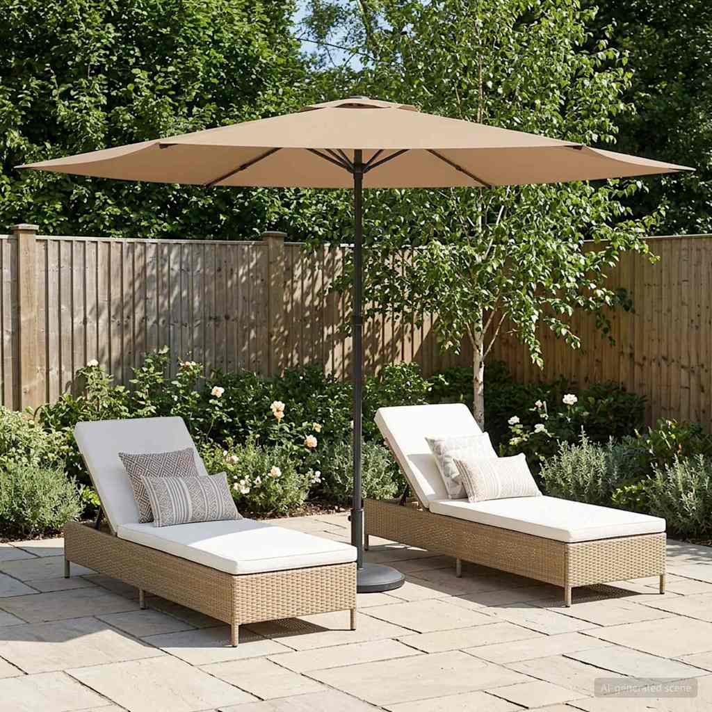vidaXL Tuinparasol 200 x 300 cm Polyester Rechthoekig Crèmekleurig