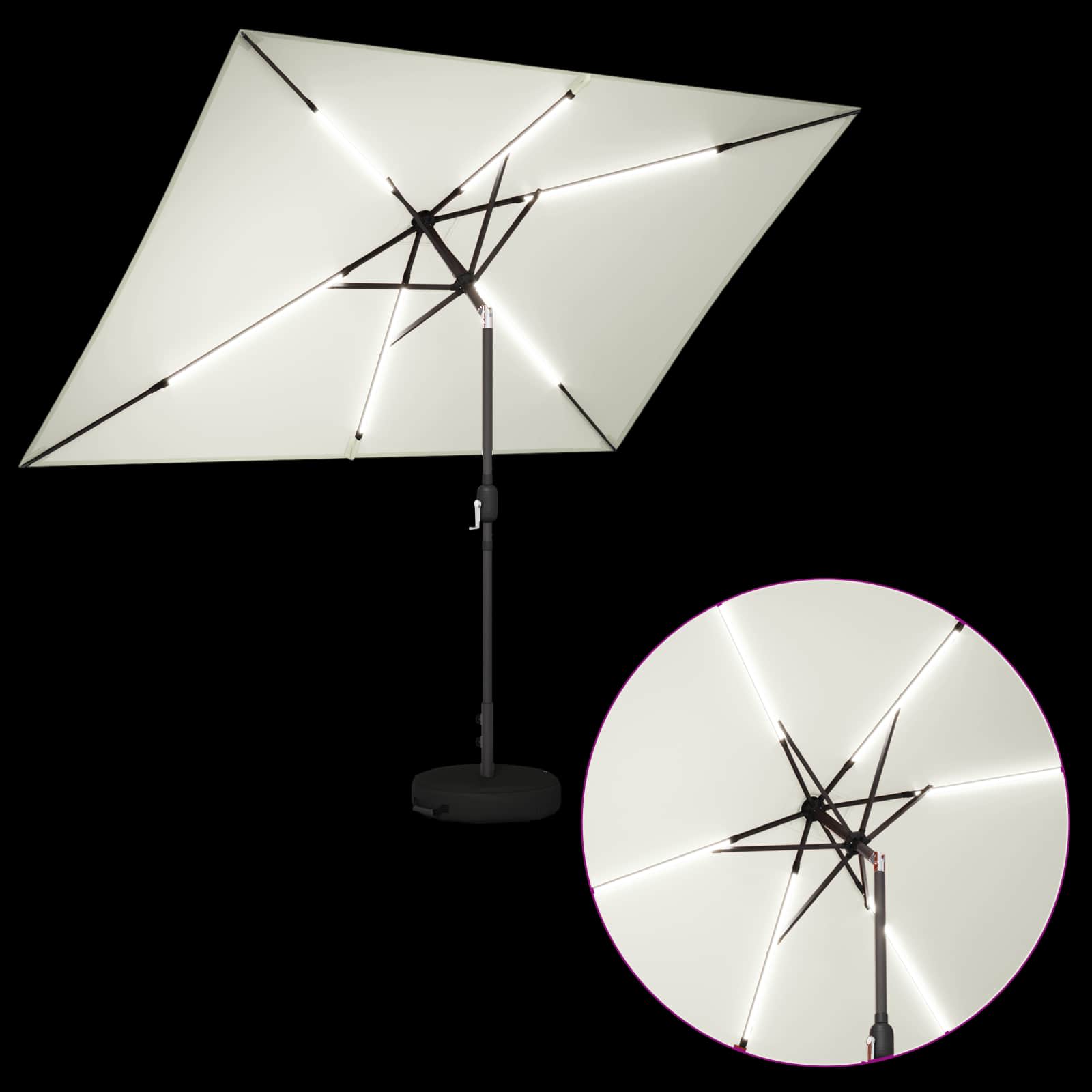 vidaXL Tuinparasol met LED-lampen en voet 200 x 300 cm Polyester