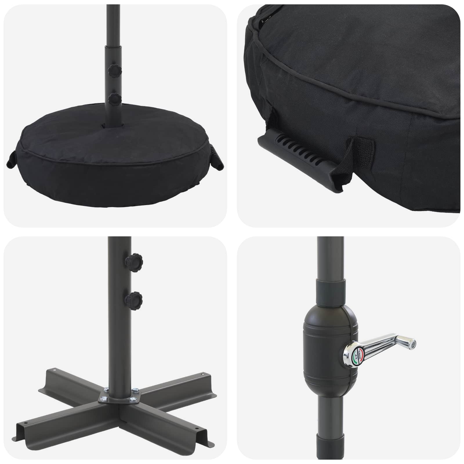 vidaXL Tuinparasol met LED-lampen en voet 200 x 300 cm Polyester