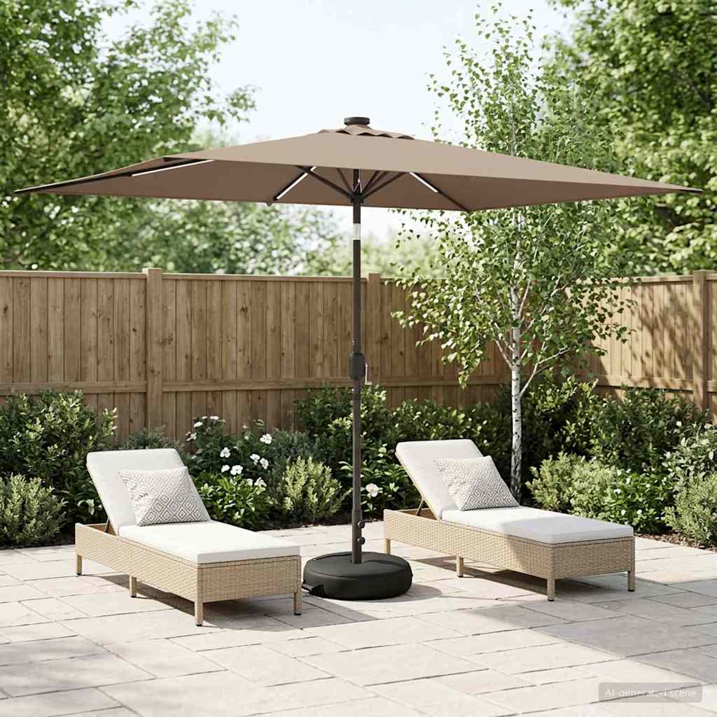 vidaXL Tuinparasol met LED-lampen en voet 200 x 300 cm Polyester