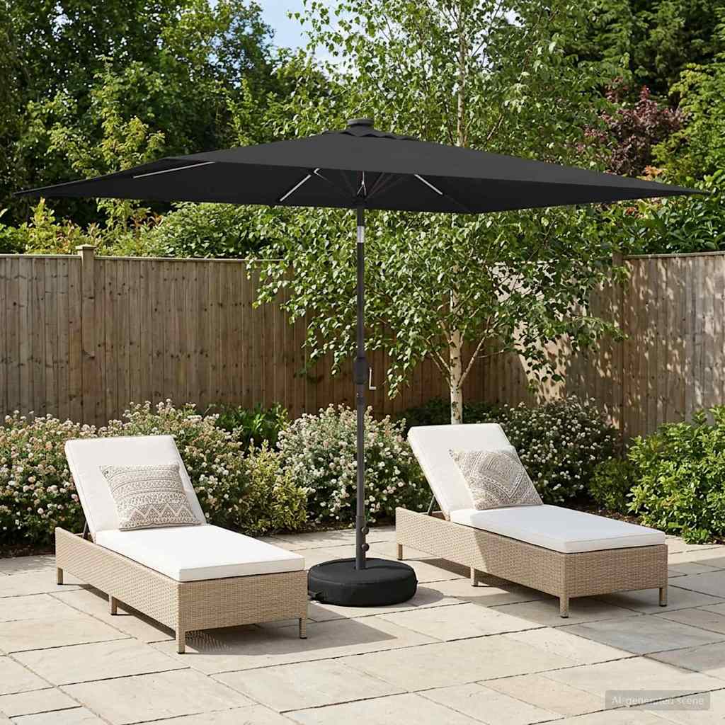vidaXL Tuinparasol met LED-lampen en voet 200 x 300 cm Polyester
