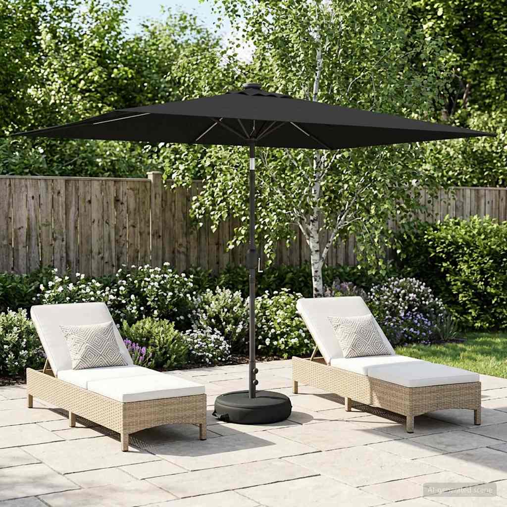 vidaXL Tuinparasol met LED-lampen en voet 200 x 300 cm Polyester