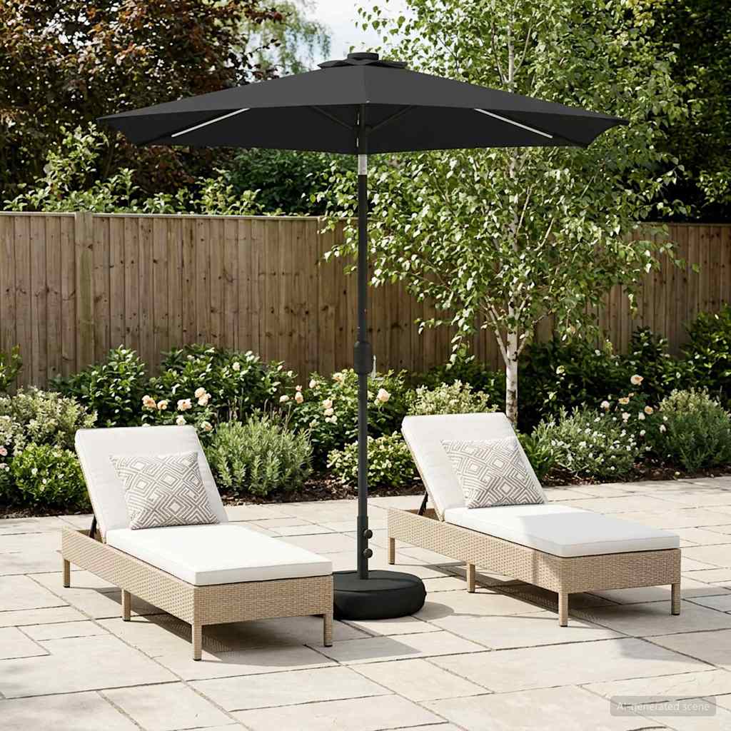 vidaXL Tuinparasol met LED-lampen en voet 200 x 300 cm Polyester