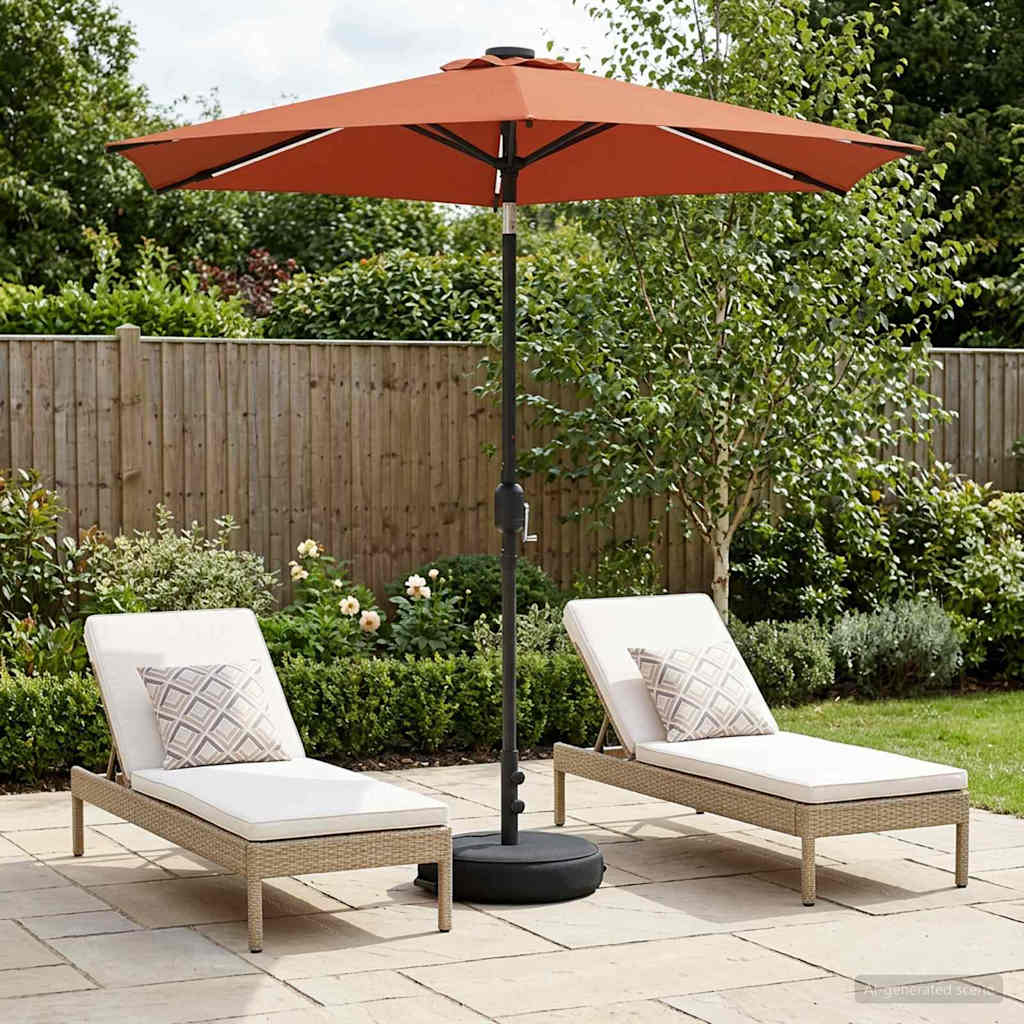 vidaXL Tuinparasol met LED-lampen en voet 200 x 300 cm Polyester