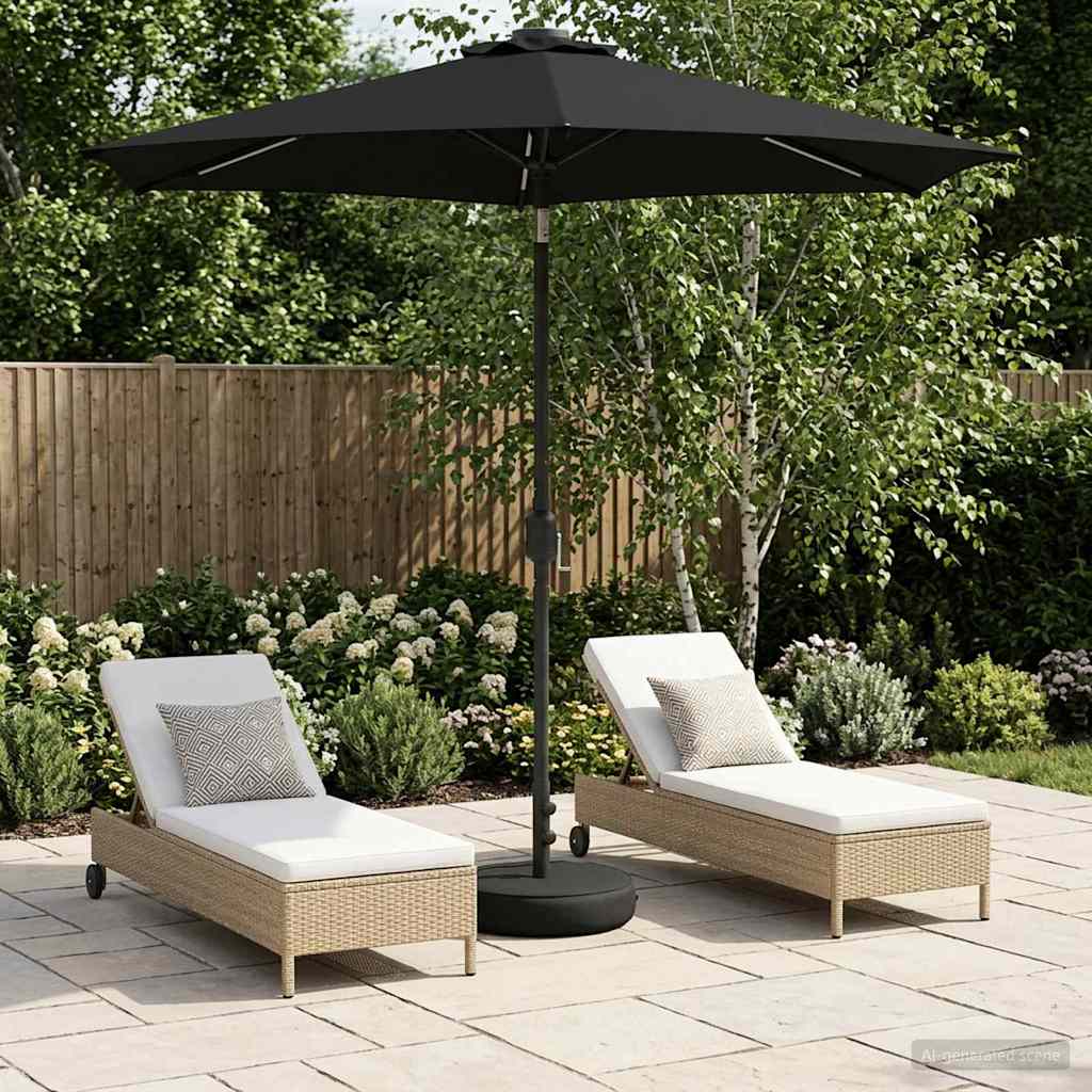 vidaXL Tuinparasol met LED-lampen en voet 200 x 300 cm Polyester