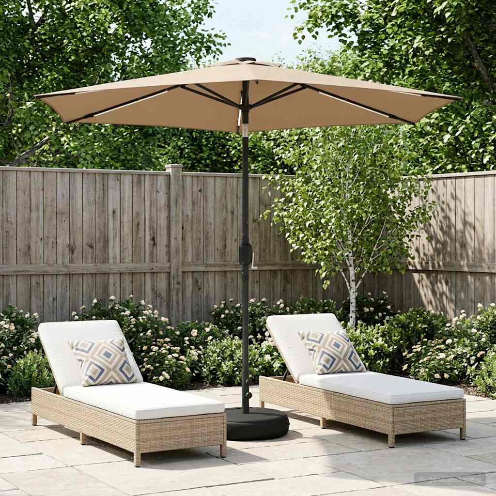 vidaXL Tuinparasol met LED-lampen en voet 200 x 300 cm Polyester