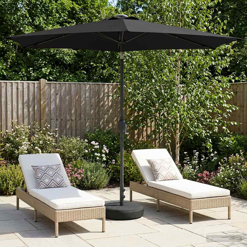 vidaXL Tuinparasol met LED-lampen en voet 200 x 300 cm Polyester