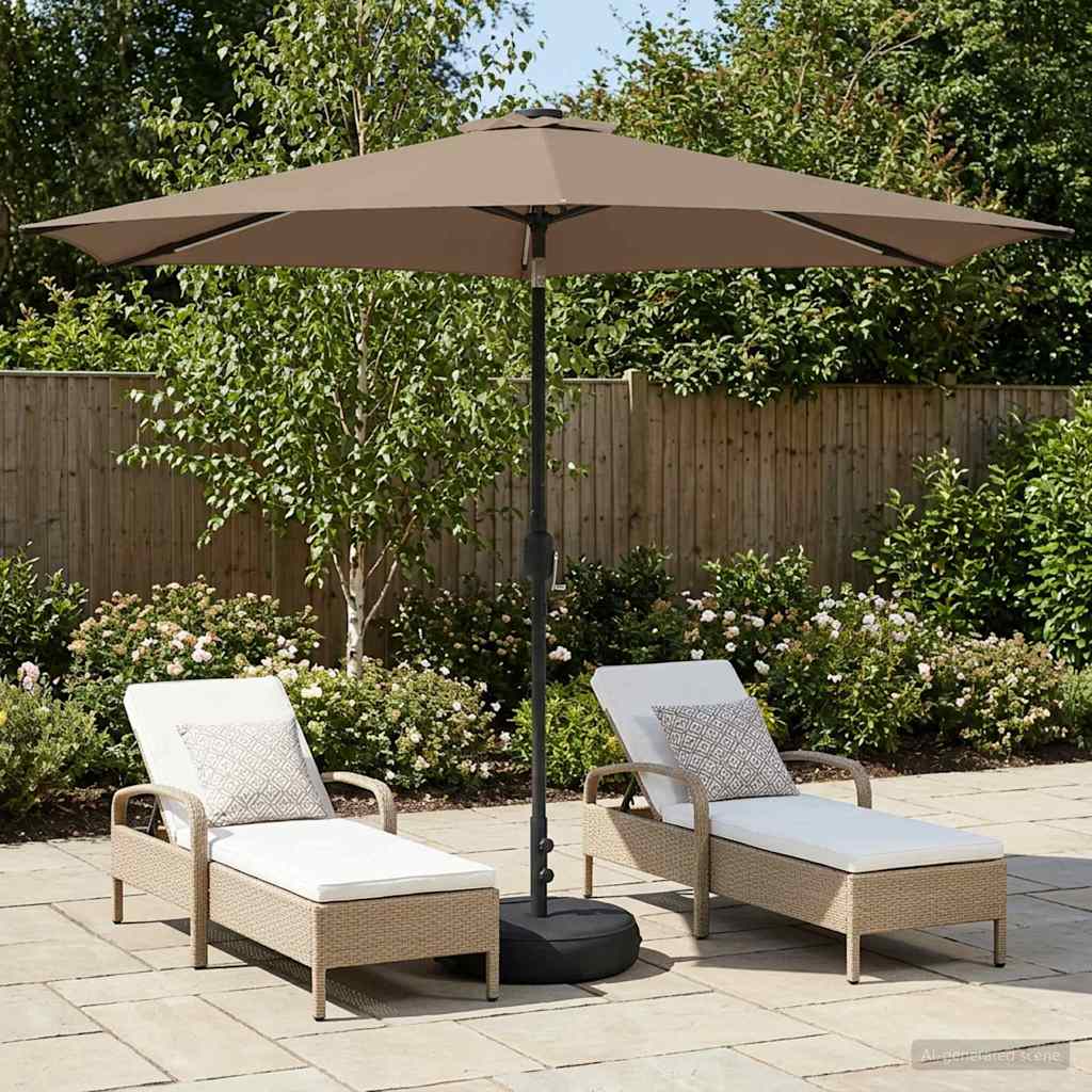 vidaXL Tuinparasol met LED-lampen en voet 200 x 300 cm Polyester