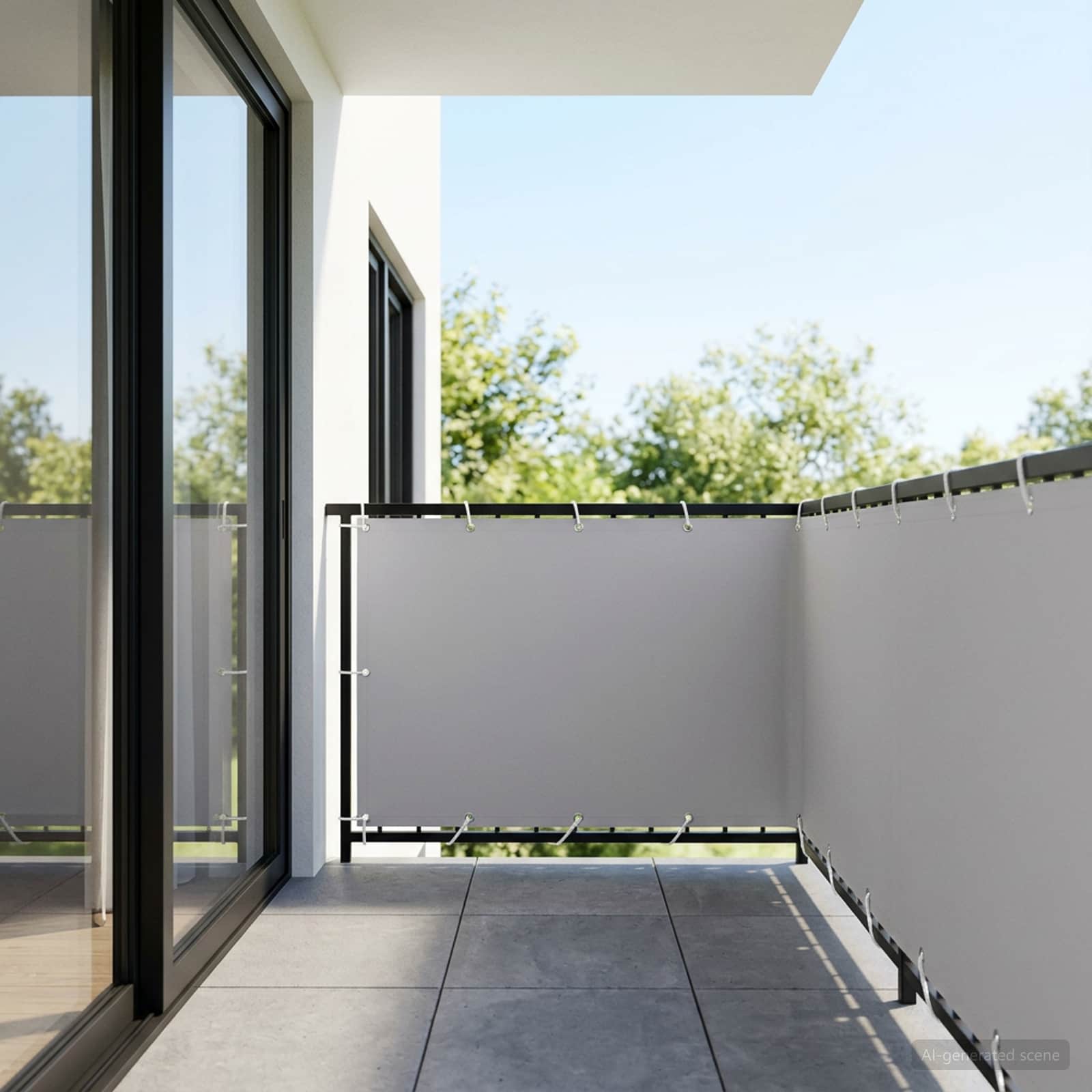 vidaXL Balkon Privacy Scherm 1,2 x 15 m Stof met PU-coating Lichtgrijs