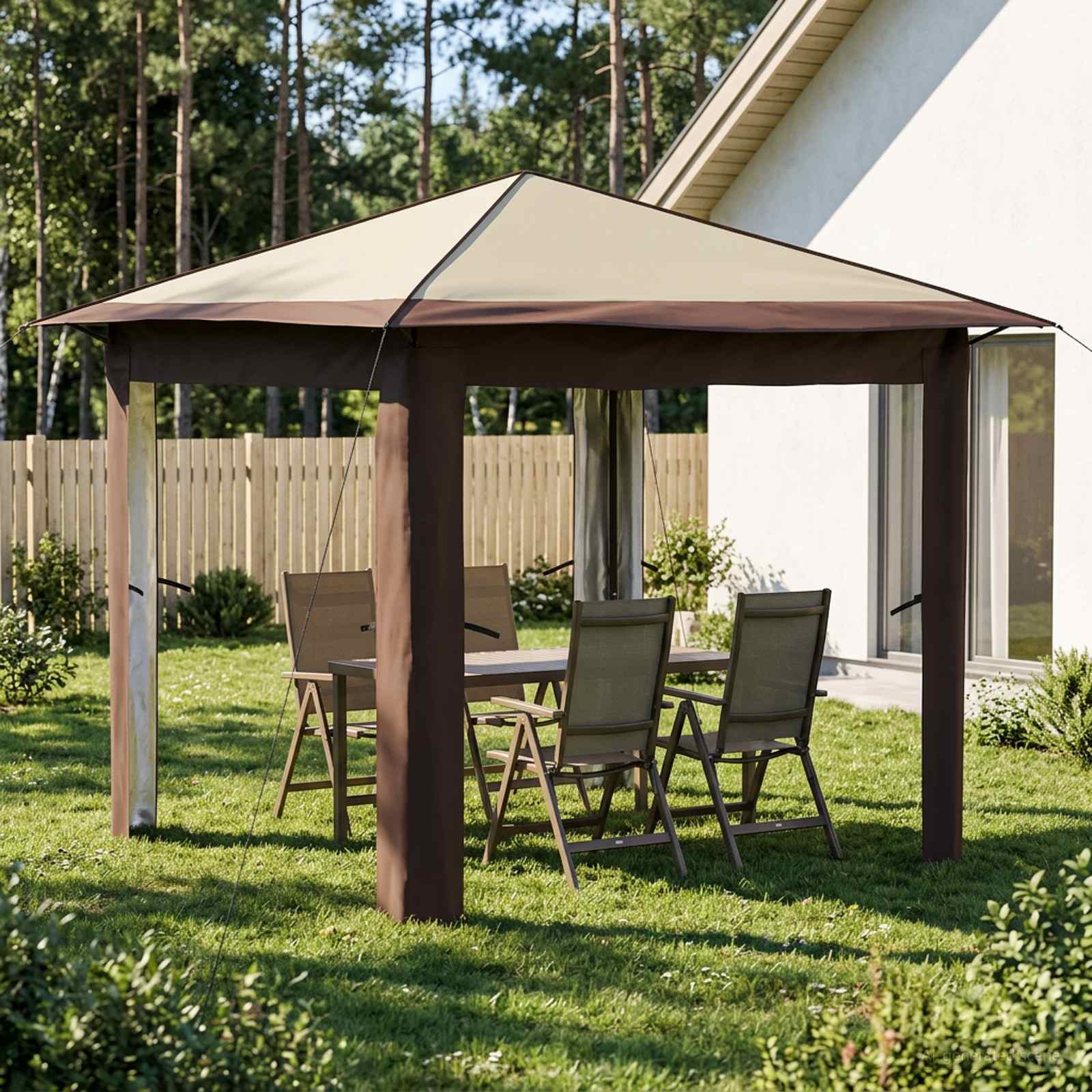 vidaXL Gazebo zonder Zijwand 2,6 x 2,6 m Crème en bruin