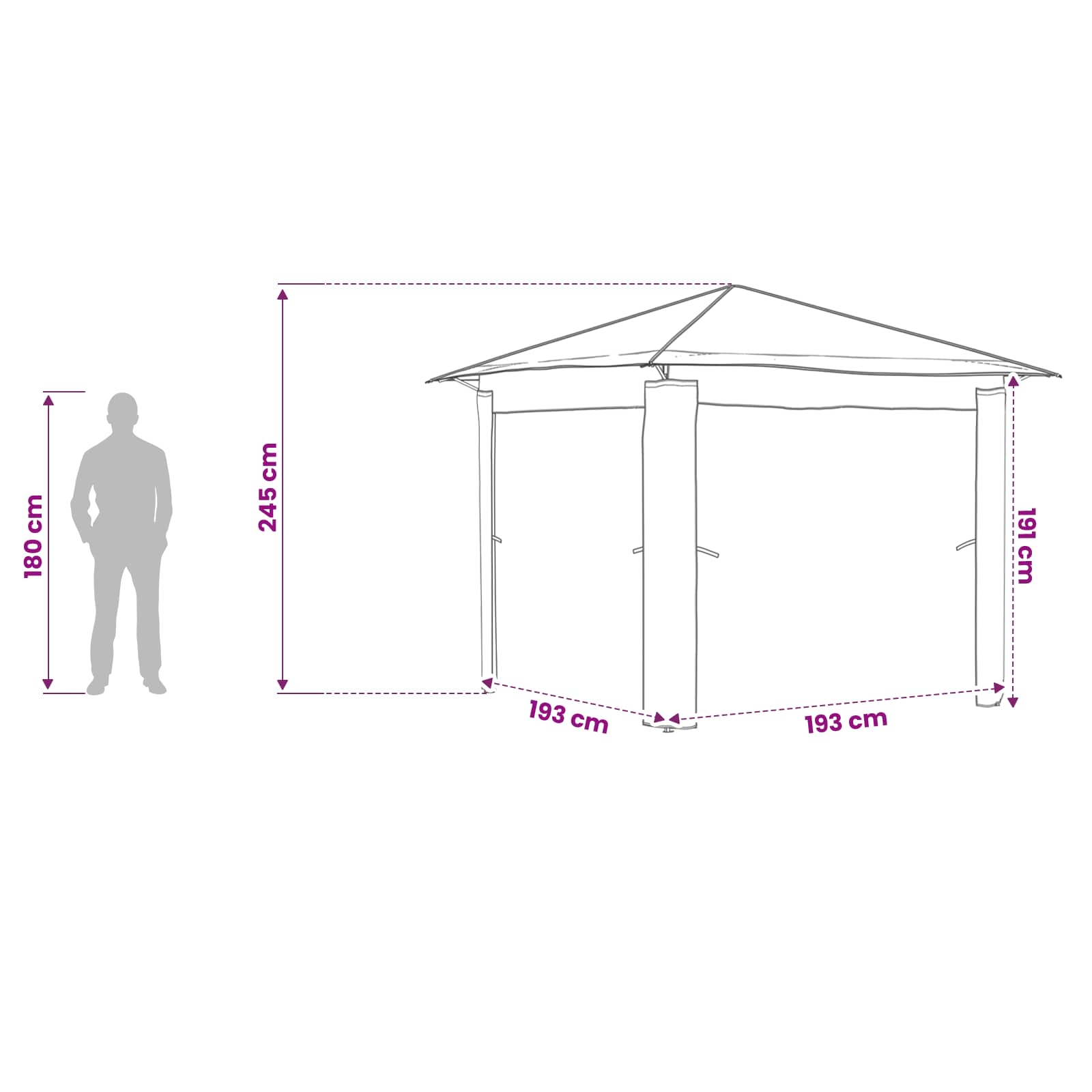 vidaXL Gazebo zonder Zijwand 2,6 x 2,6 m Crème en bruin
