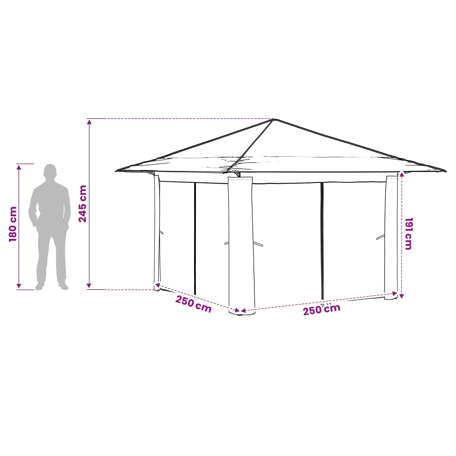 vidaXL Gazebo met 4 Zijwanden 3,3 x 3,3 m Crème en bruin