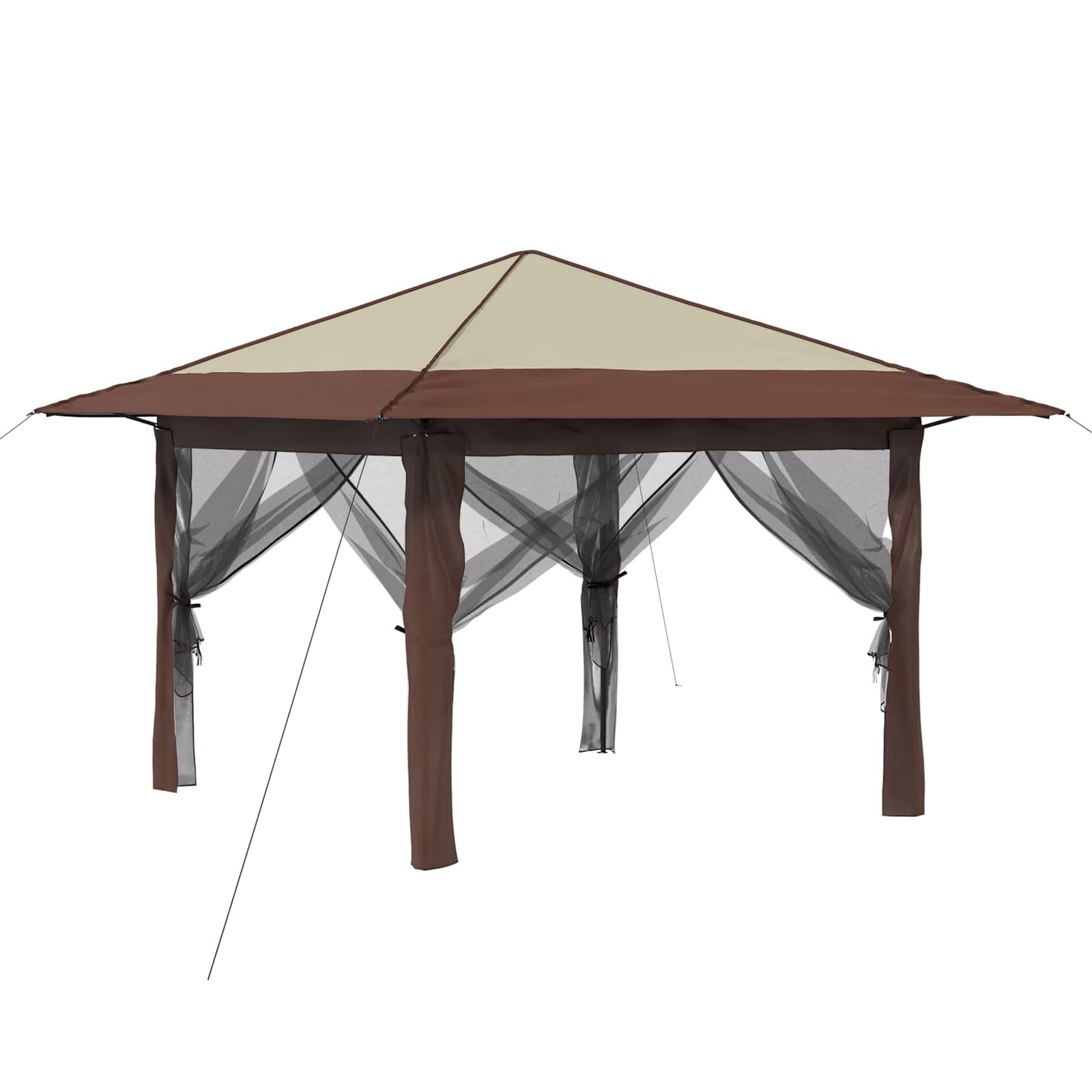 vidaXL Gazebo met 4 Zijwanden 3,3 x 3,3 m Crème en bruin