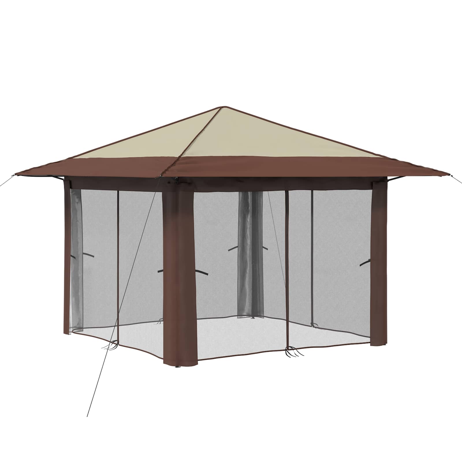 vidaXL Gazebo met 4 Zijwanden 3,3 x 3,3 m Crème en bruin