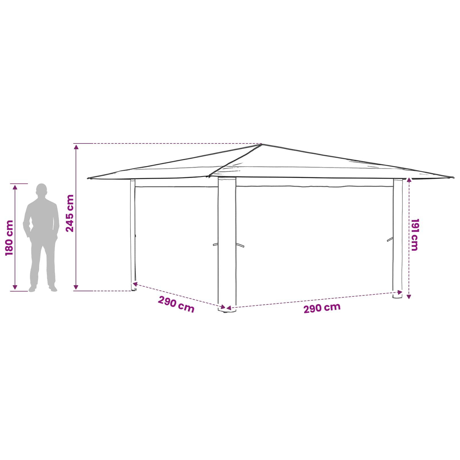 vidaXL Paviljoen zonder Zijwand 4 x 4 m Crème en bruin