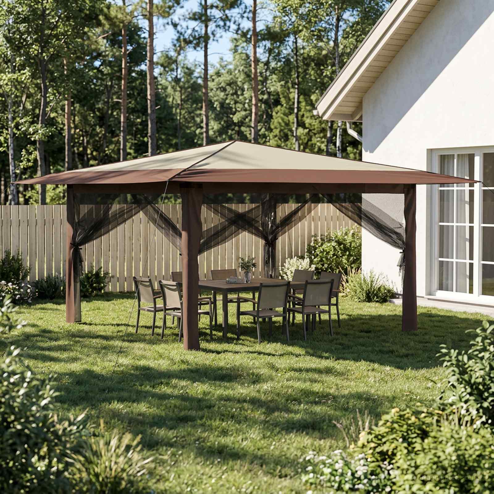 vidaXL Paviljoen zonder Zijwand 4 x 4 m Crème en bruin