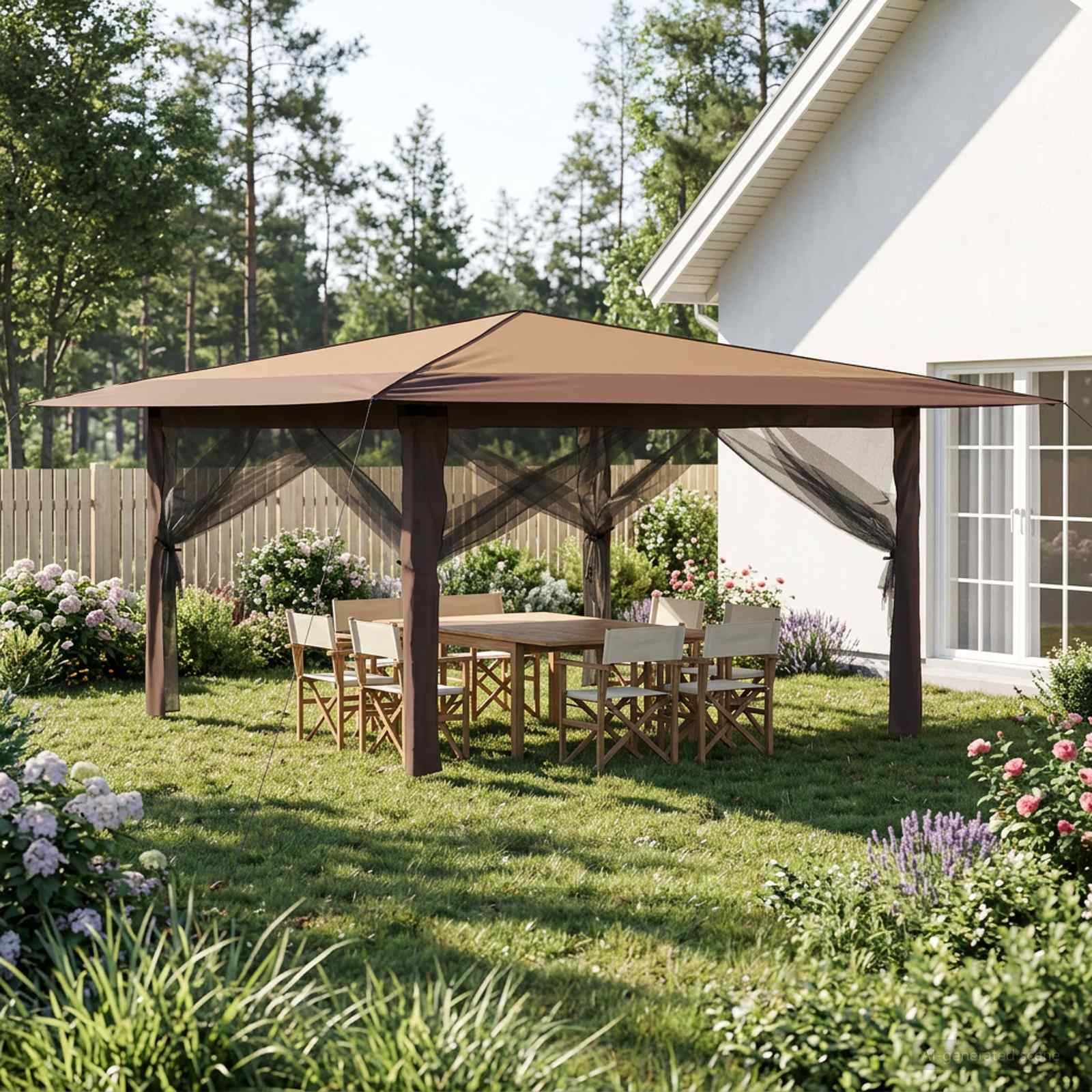 vidaXL Paviljoen zonder Zijwand 4 x 4 m Crème en bruin