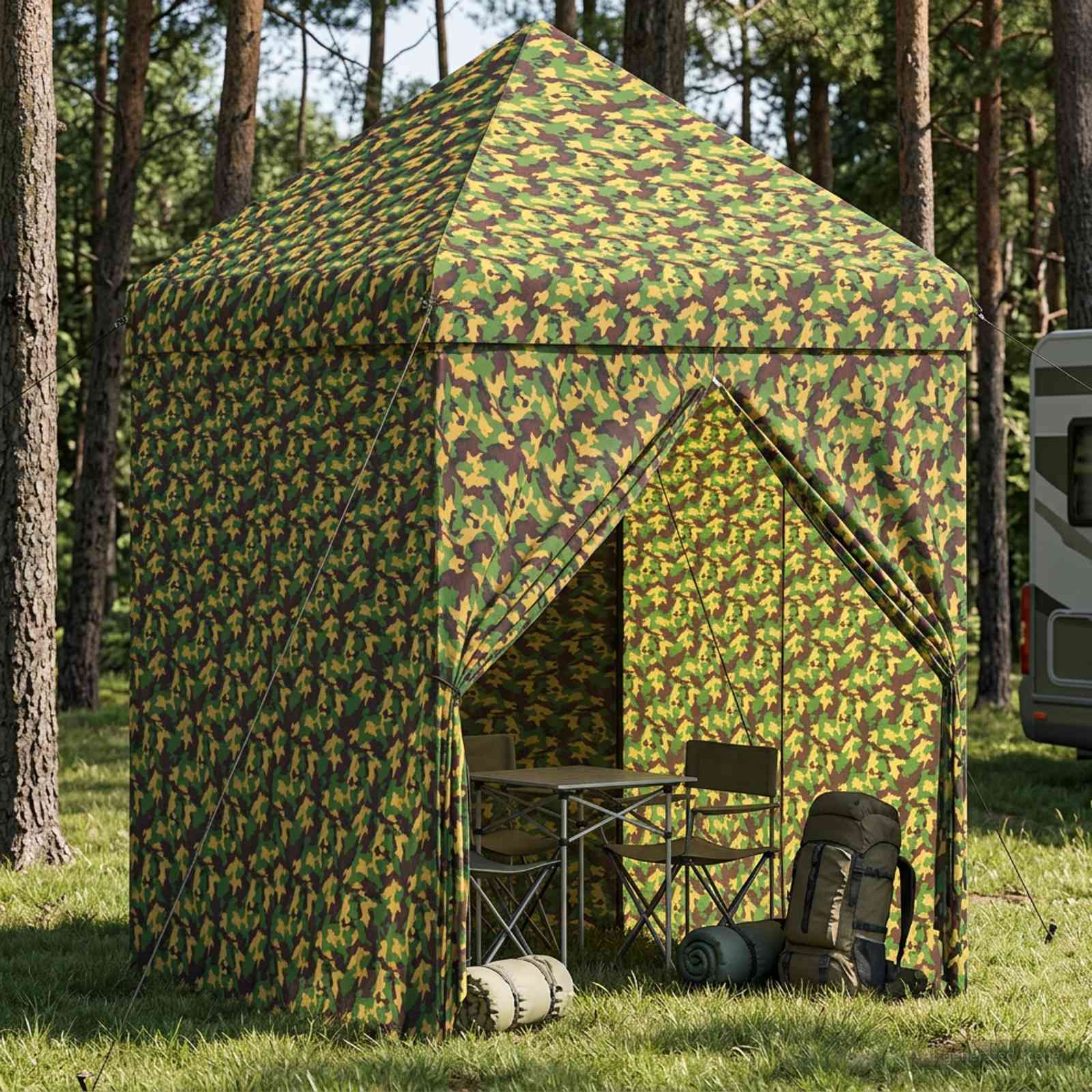 vidaXL Tent met 4 Zijwanden 3 x 4 m Leger Camouflage