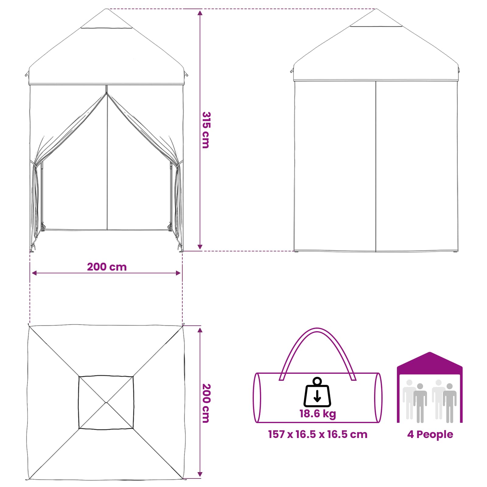 vidaXL Tent met 4 Zijwanden 3 x 4 m Leger Camouflage