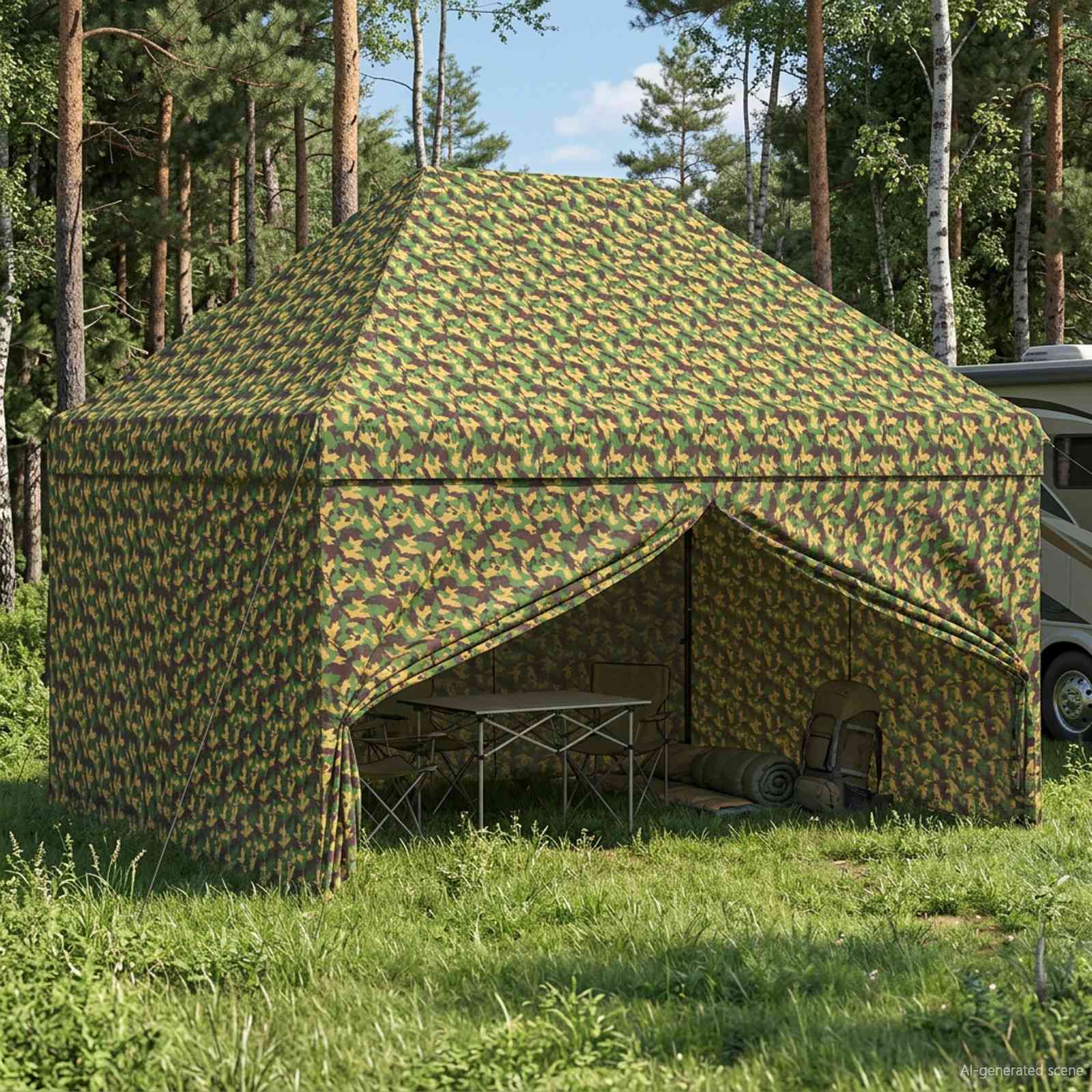 vidaXL Tent met 4 Zijwanden 3 x 4 m Leger Camouflage