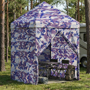 vidaXL Pop-up Gazebo met 4 Zijwanden 2 x 2 m Blauw Camouflage