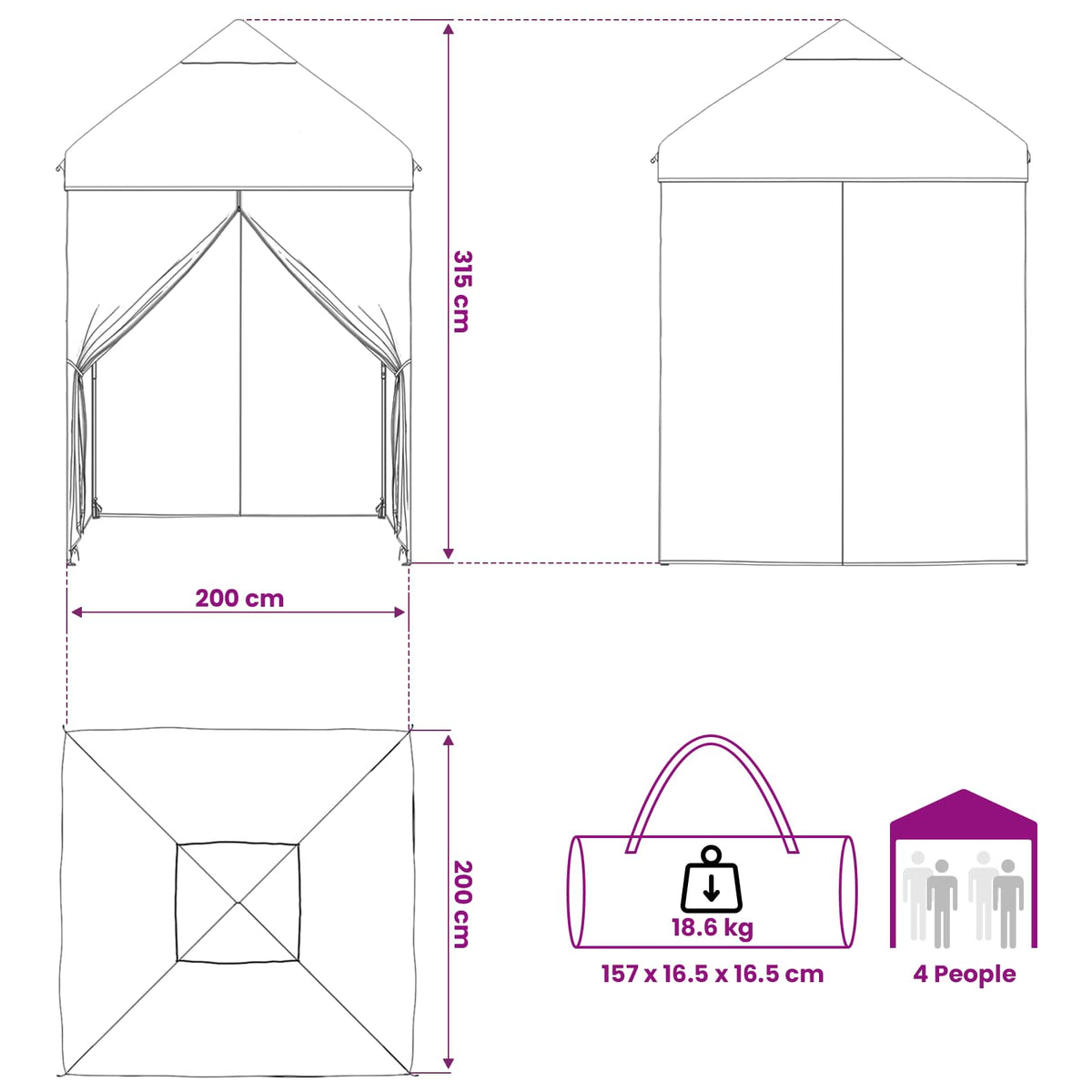 vidaXL Pop-up Gazebo met 4 Zijwanden 2 x 2 m Blauw Camouflage