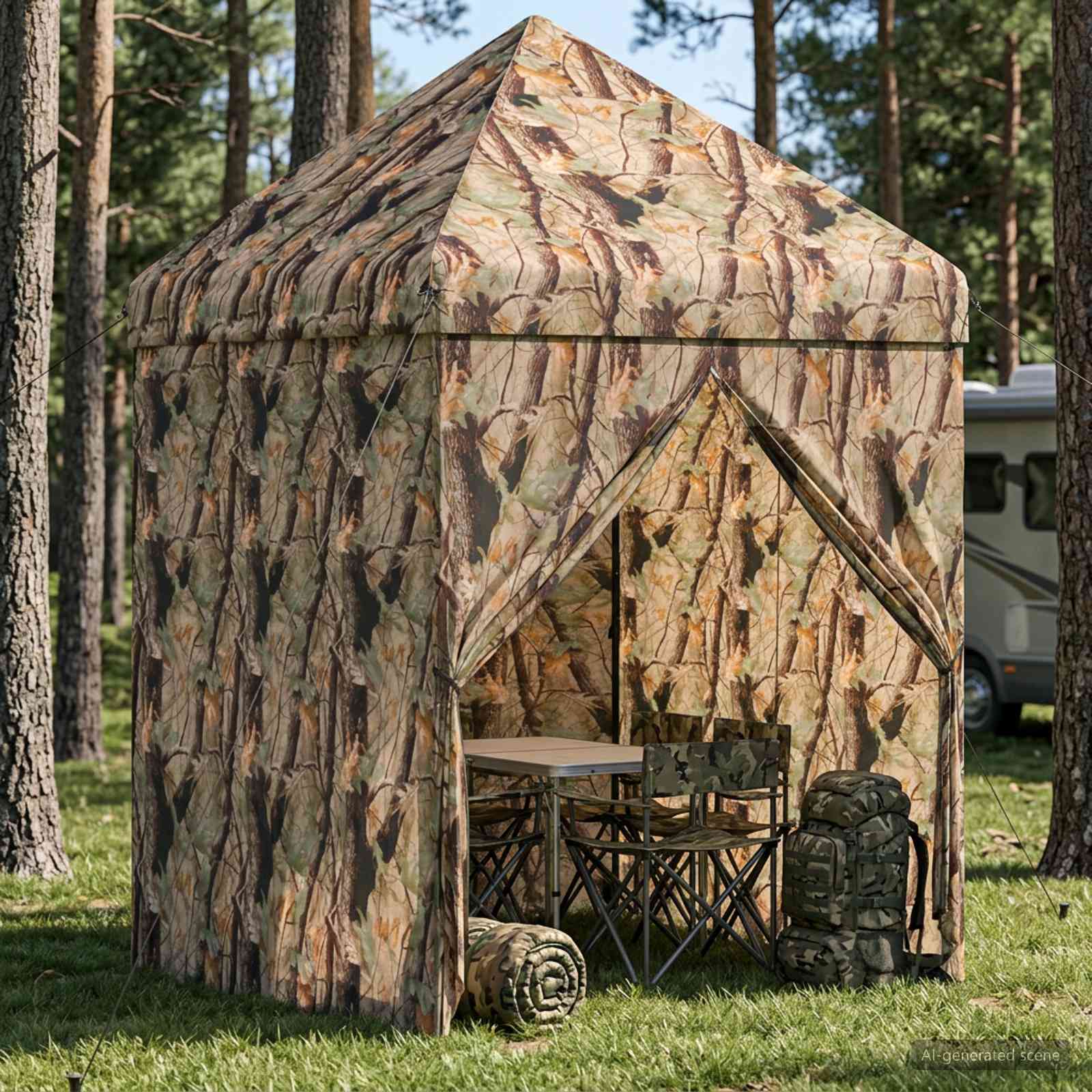 vidaXL Pop-up Gazebo met 4 Zijwanden 2 x 2 m Bos Camouflage