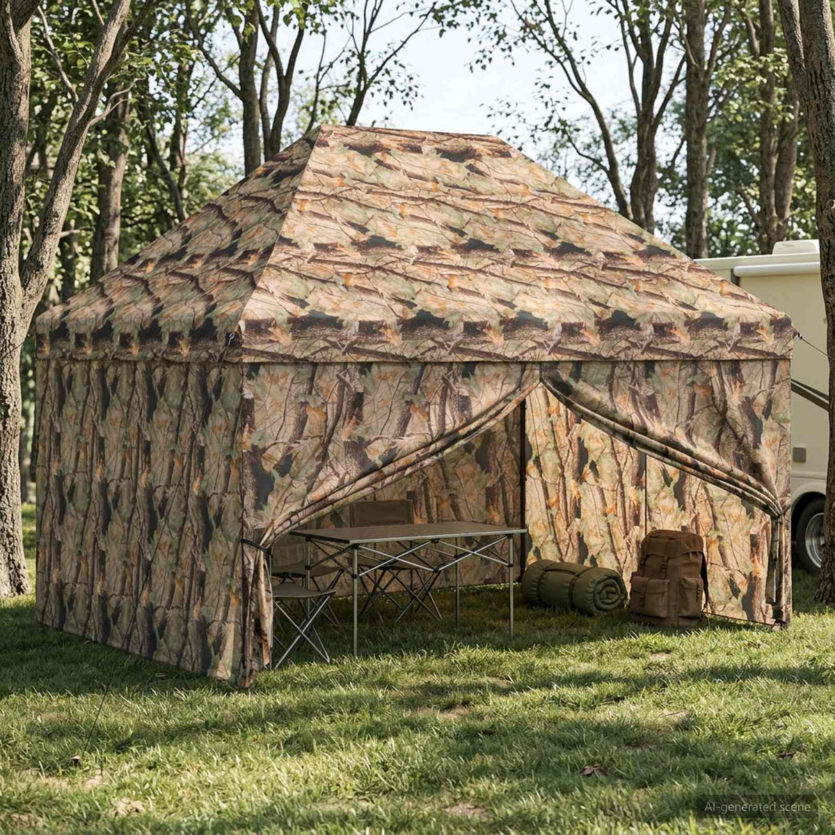 vidaXL Pop-up Gazebo met 4 Zijwanden 2 x 2 m Bos Camouflage