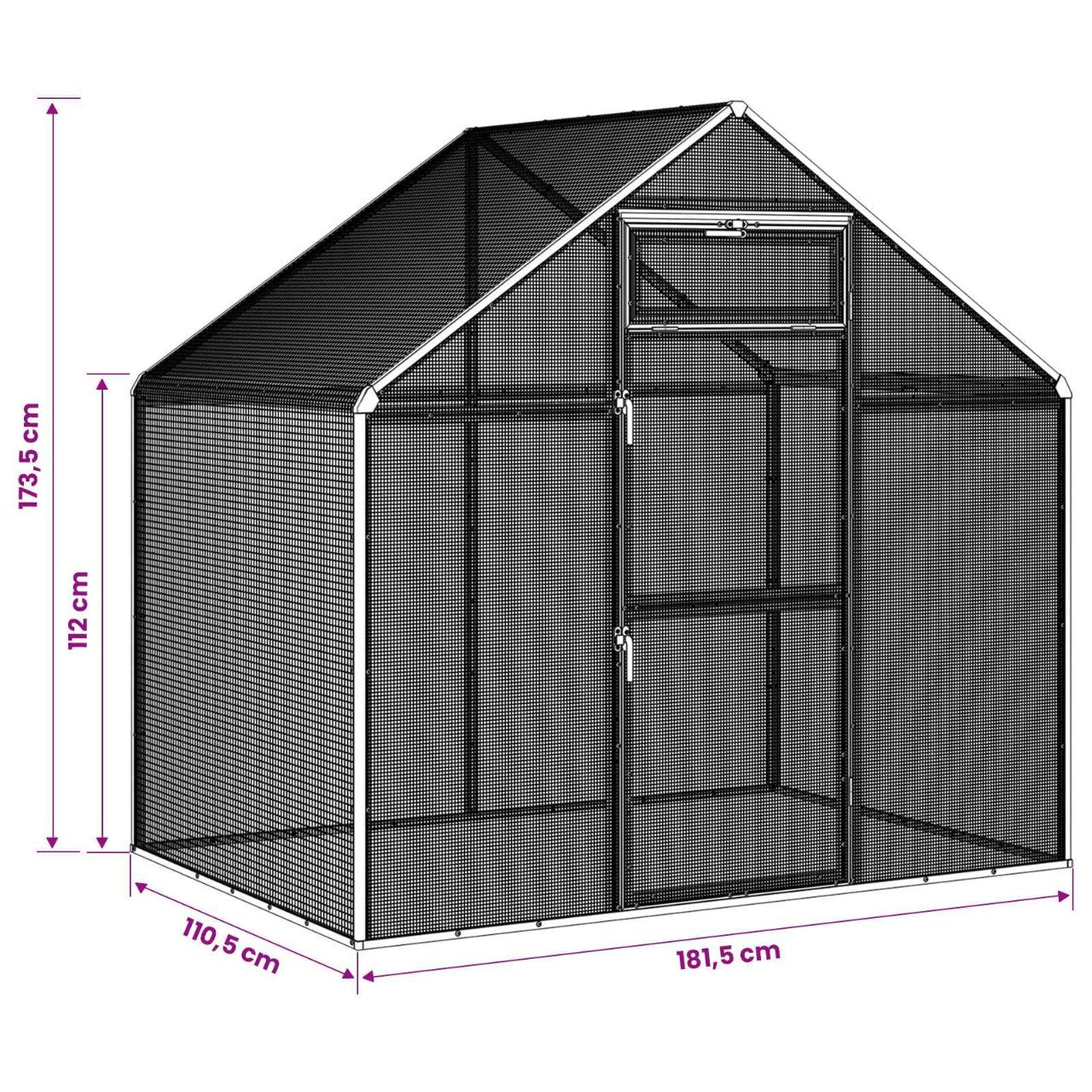 vidaXL Vogelkooi Zilverkleurig 181,5 x 110,5 x 173,5 cm