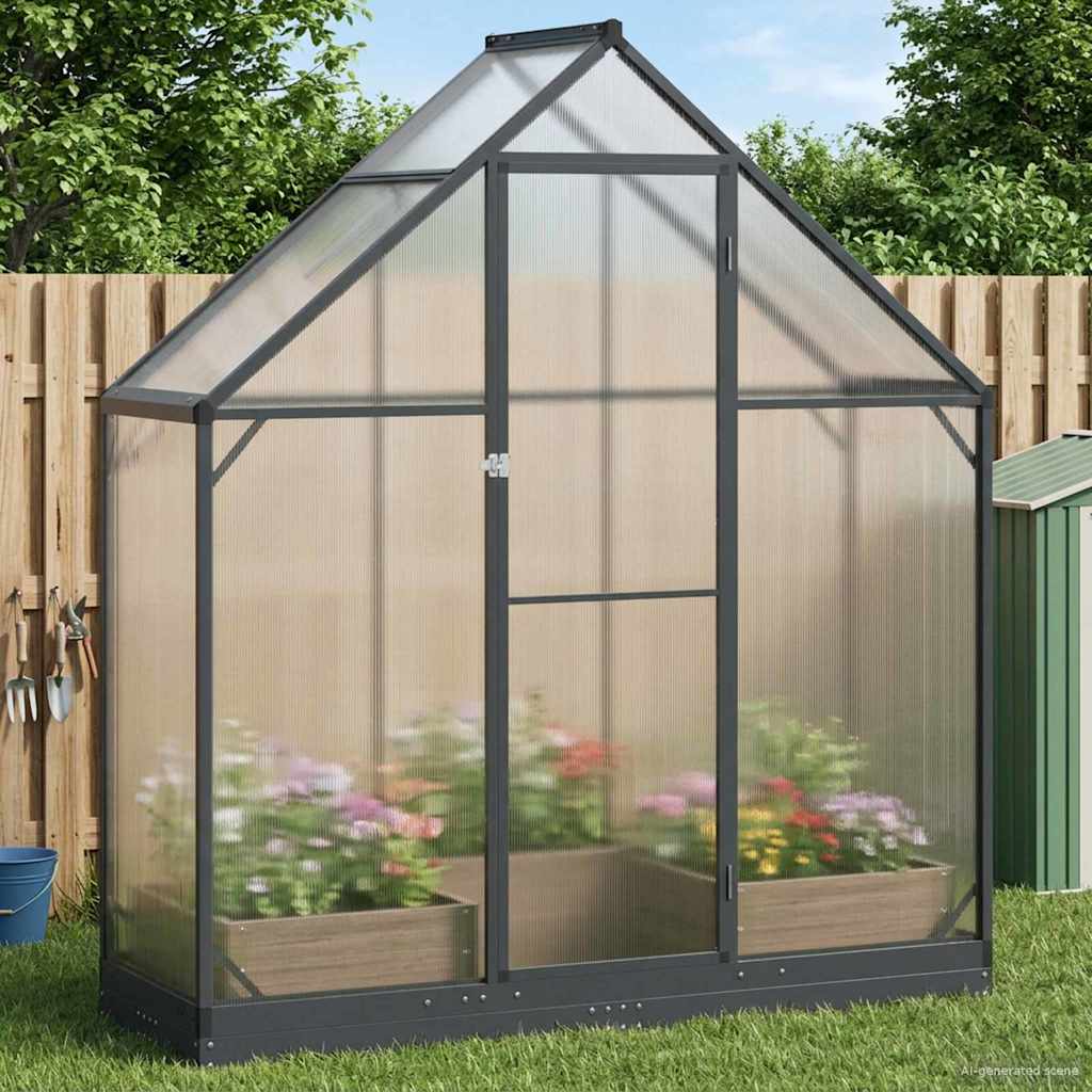 vidaXL Tuin Serre met de deur Antracietkleurig 183,5 x 183,5 x 207 cm