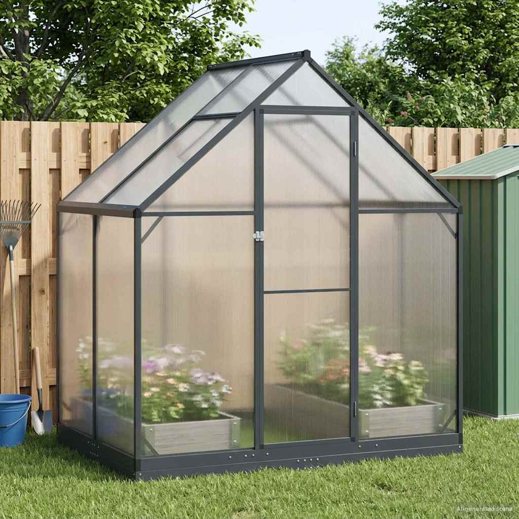 vidaXL Tuin Serre met de deur Antracietkleurig 183,5 x 183,5 x 207 cm